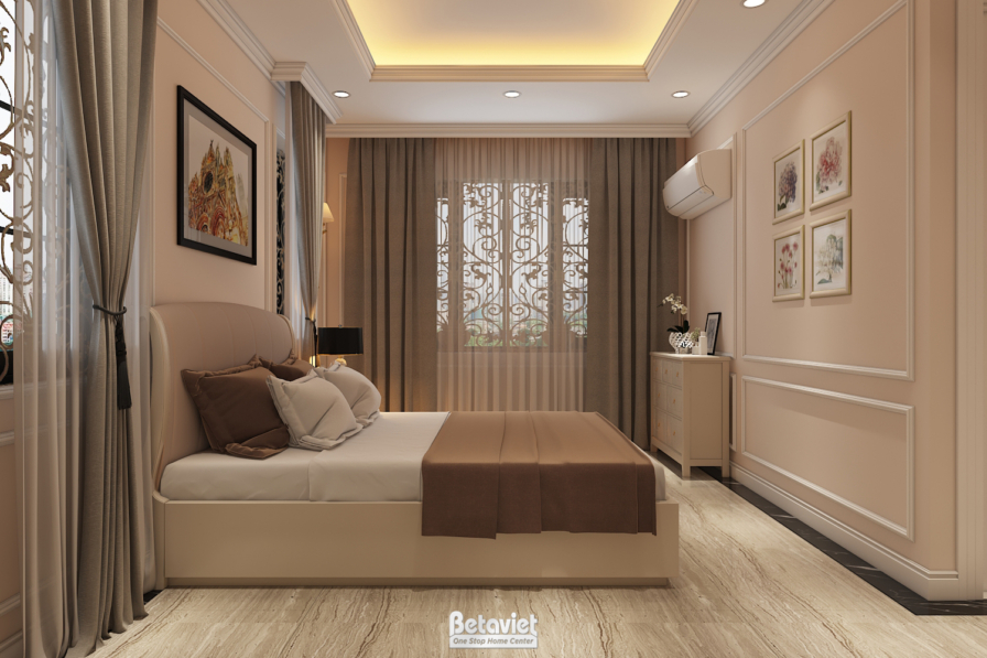 Nội thất phòng ngủ biệt thự tân cổ điển NT18113 – góc nhìn tổng thể