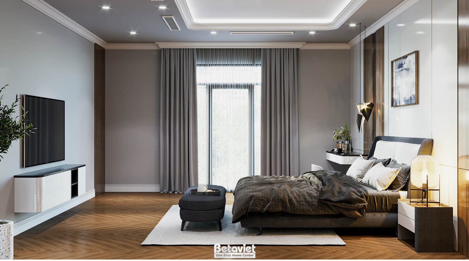 Nội thất phòng ngủ biệt thự tân cổ điển KT17039 – góc nhìn 3