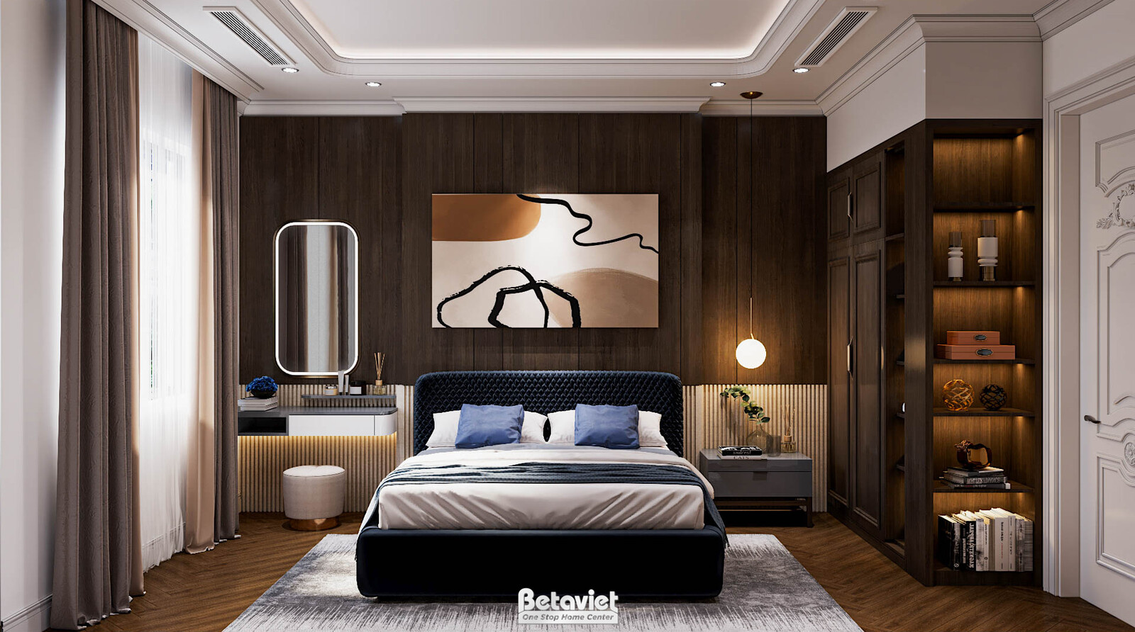 Nội thất phòng ngủ biệt thự tân cổ điển KT17039 – góc nhìn 4