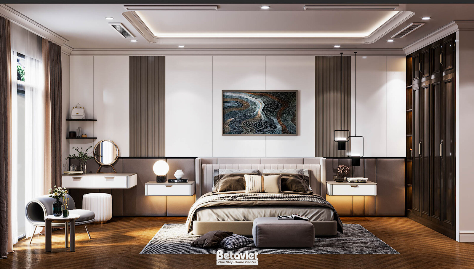 Nội thất phòng ngủ biệt thự tân cổ điển KT17039 – góc nhìn 9