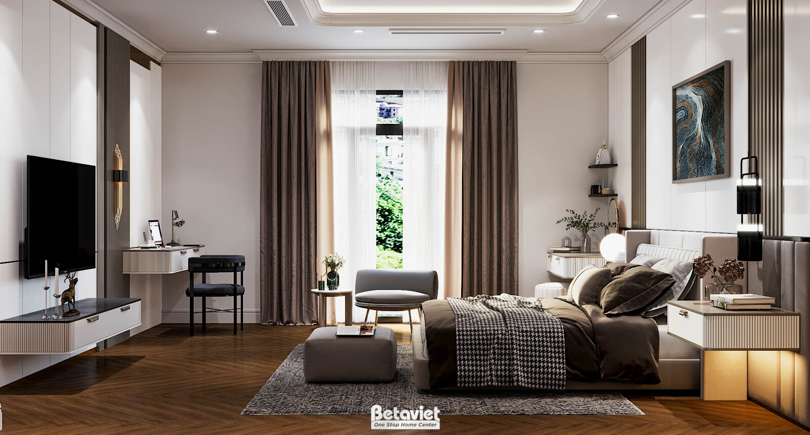 Nội thất phòng ngủ biệt thự tân cổ điển KT17039 – góc nhìn 11
