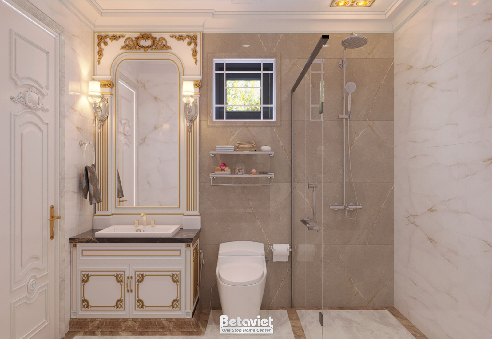 Nội thất phòng tắm biệt thự tân cổ điển KT21010 – góc nhìn 7