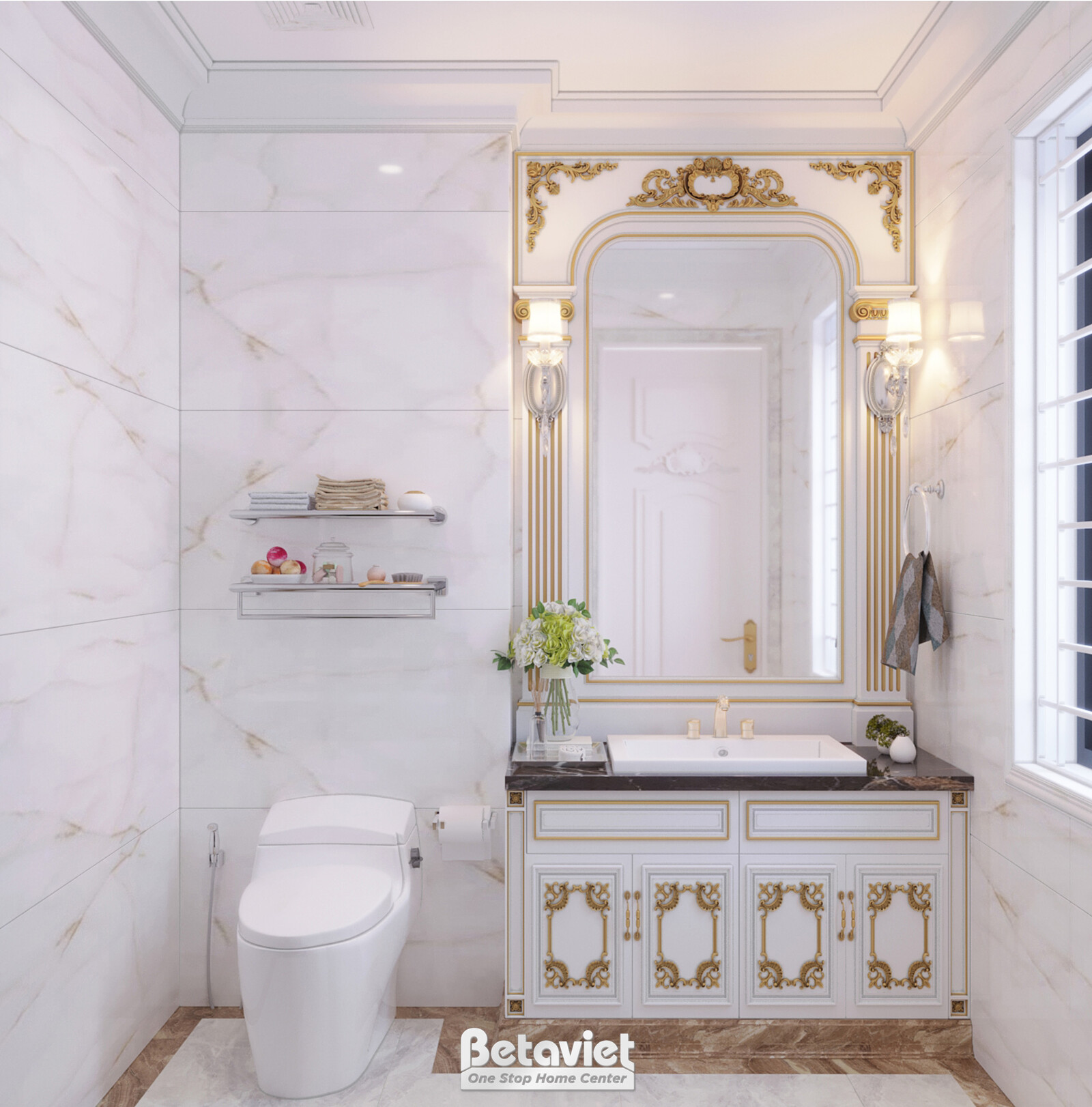 Nội thất phòng tắm biệt thự tân cổ điển KT21010 – góc nhìn 13