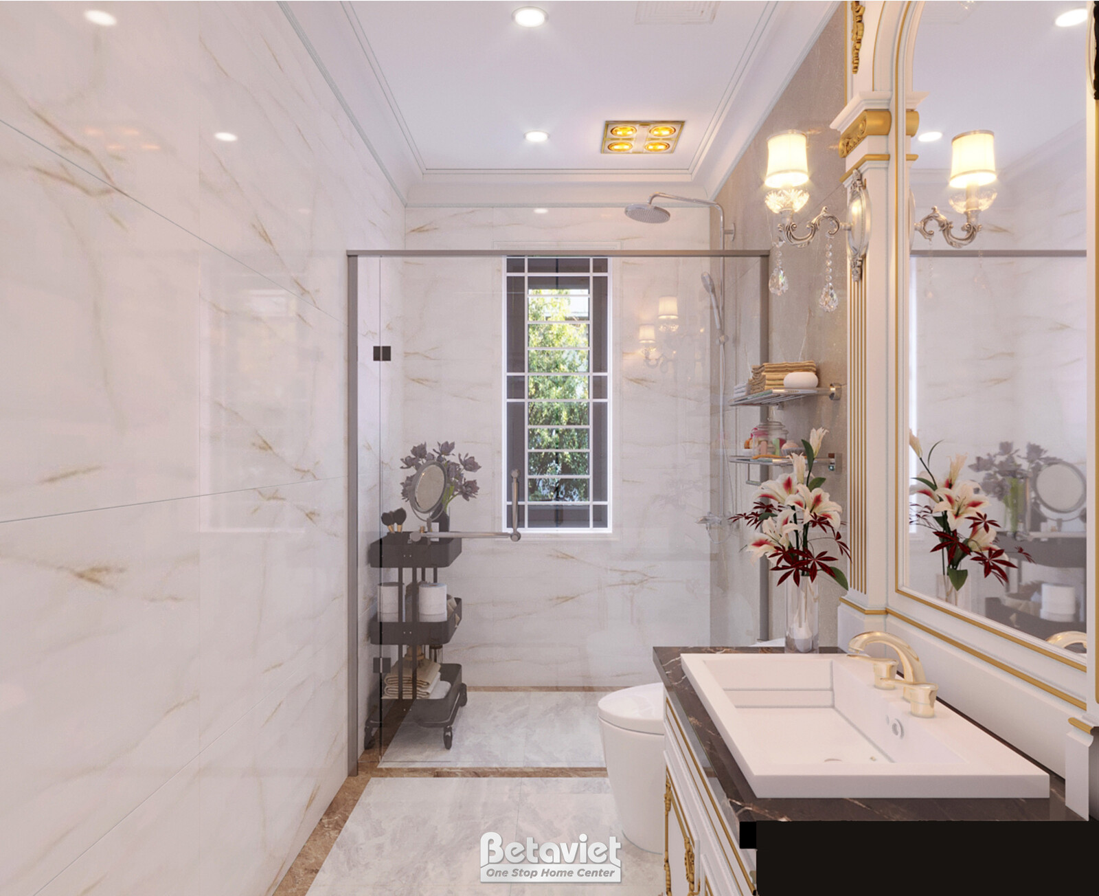 Nội thất phòng tắm biệt thự tân cổ điển KT21010 – góc nhìn 5