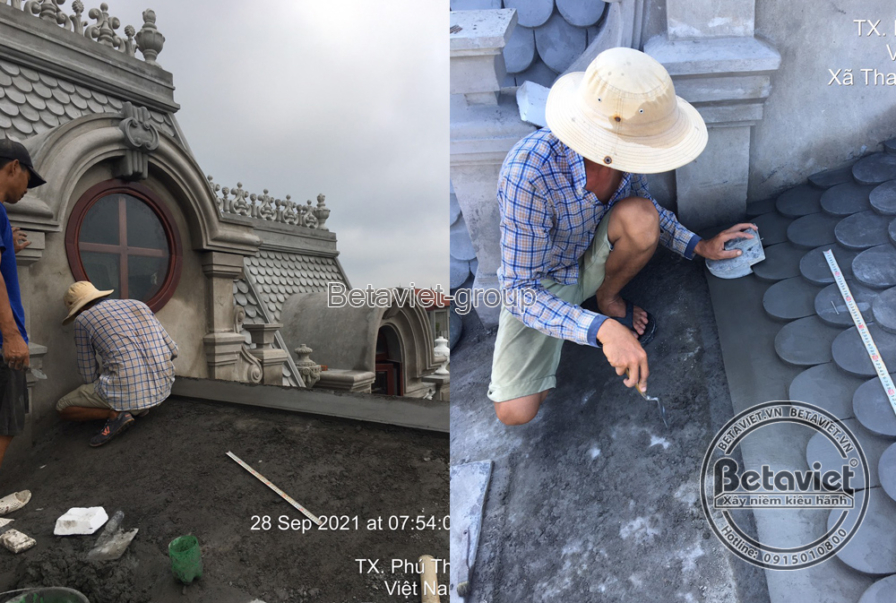 Thi công biệt thự 3 tầng tân cổ điển TC21006, giai đoạn thi công phần thô – mái