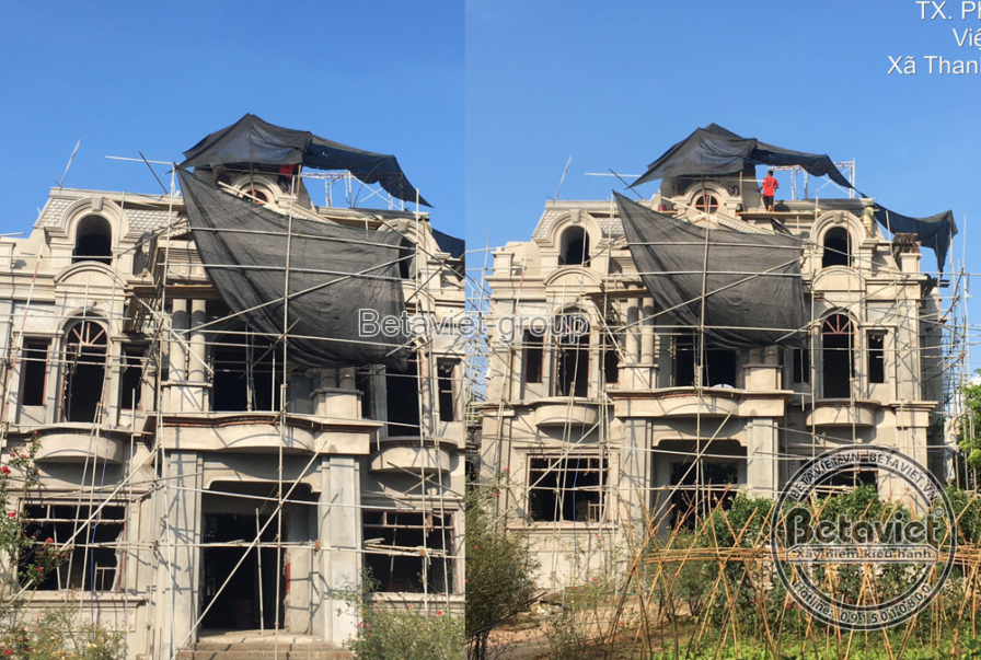 Thi công biệt thự 3 tầng tân cổ điển TC21006, giai đoạn thi công phần thô – mặt ngoài công trình (6)