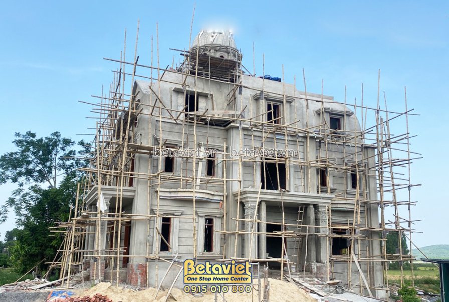 Thi công lâu đài 2 tầng cổ điển TC21083, giai đoạn thi công phần thô – mặt ngoài công trình (18)