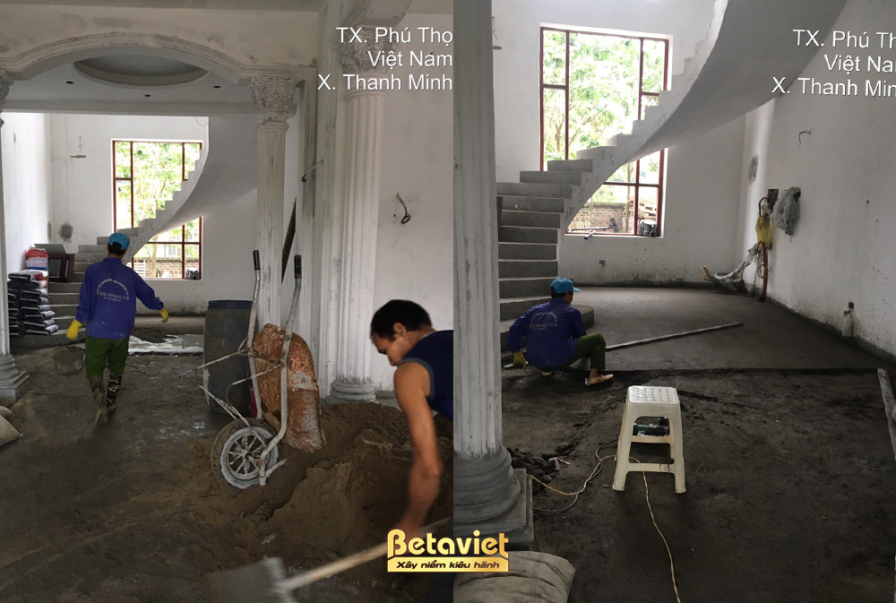 Thi công biệt thự 3 tầng tân cổ điển TC21006, giai đoạn thi công phần thô – kết cấu phần thô