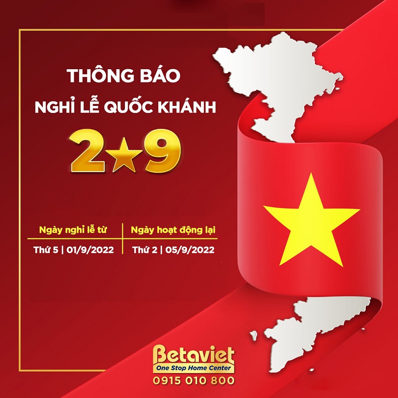 Betaviet thông báo lịch nghỉ lễ Quốc Khánh 2/9/2022