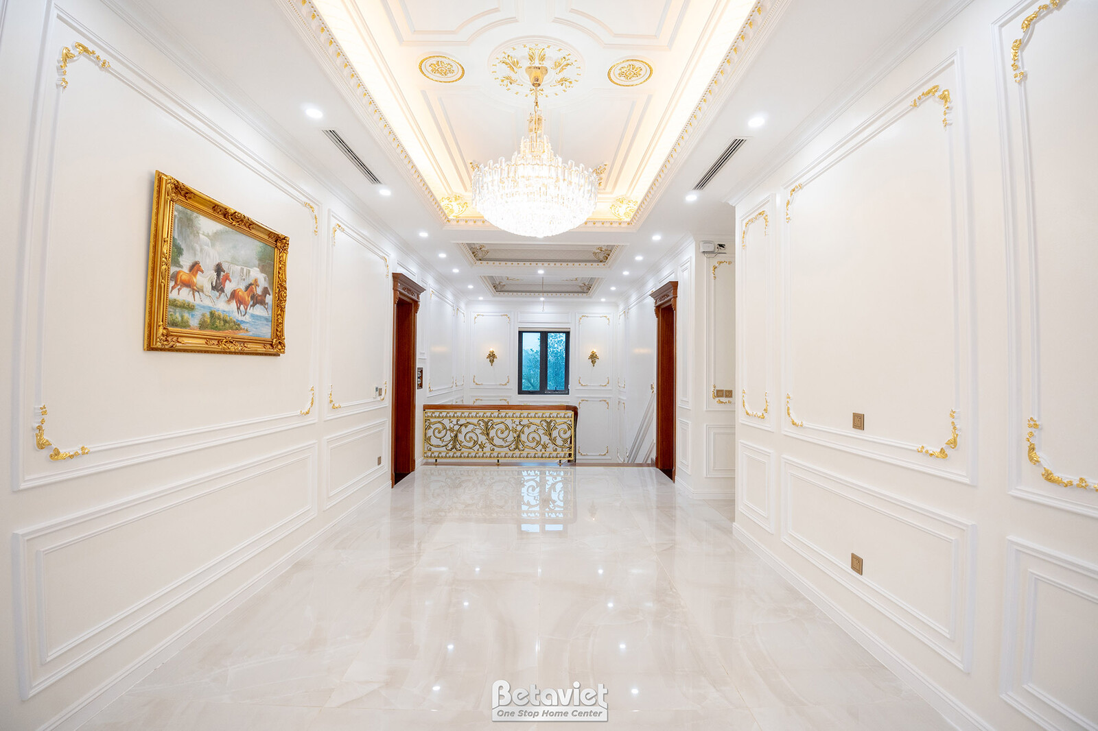 Thi công biệt thự 2 tầng tân cổ điển TC23134, giai đoạn hoàn thành – hành lang