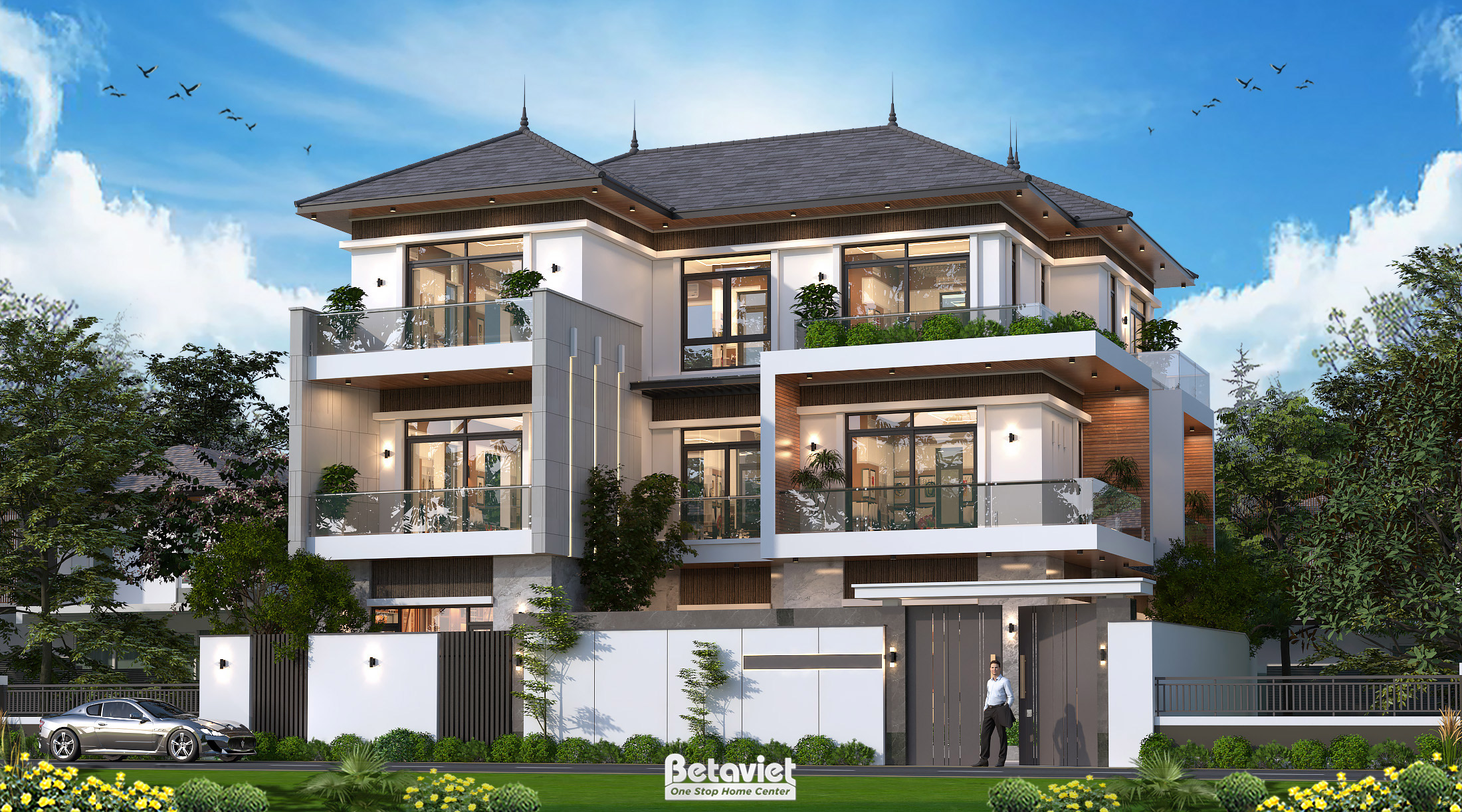 Mẫu biệt thự 3 tầng phong cách hiện đại Luxury tại Hà Nội KT5514480