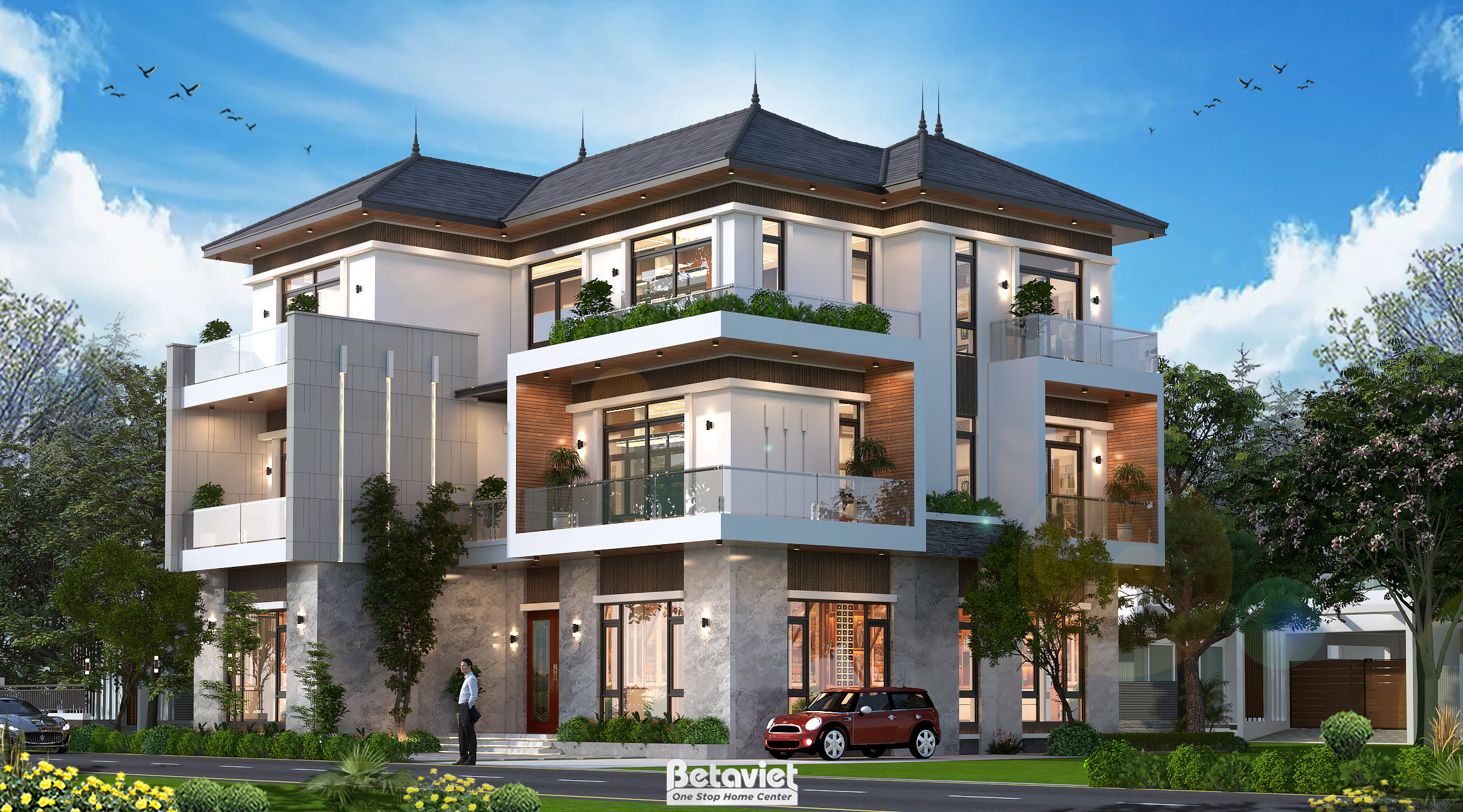 Mẫu biệt thự 3 tầng phong cách hiện đại Luxury tại Hà Nội KT5514480