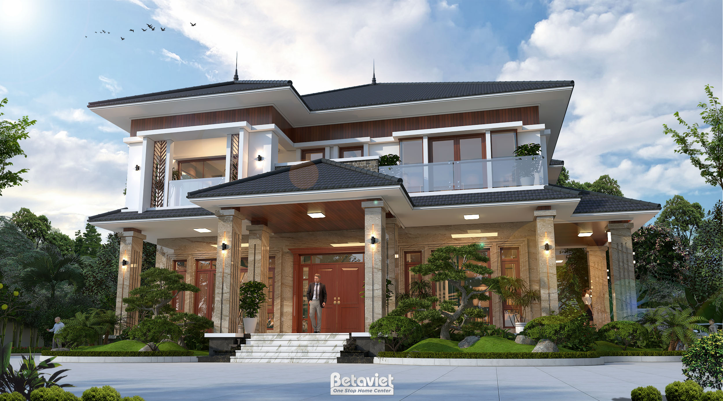 Mẫu kiến trúc biệt thự hiện đại 2 tầng tại Bắc Giang KT5504684