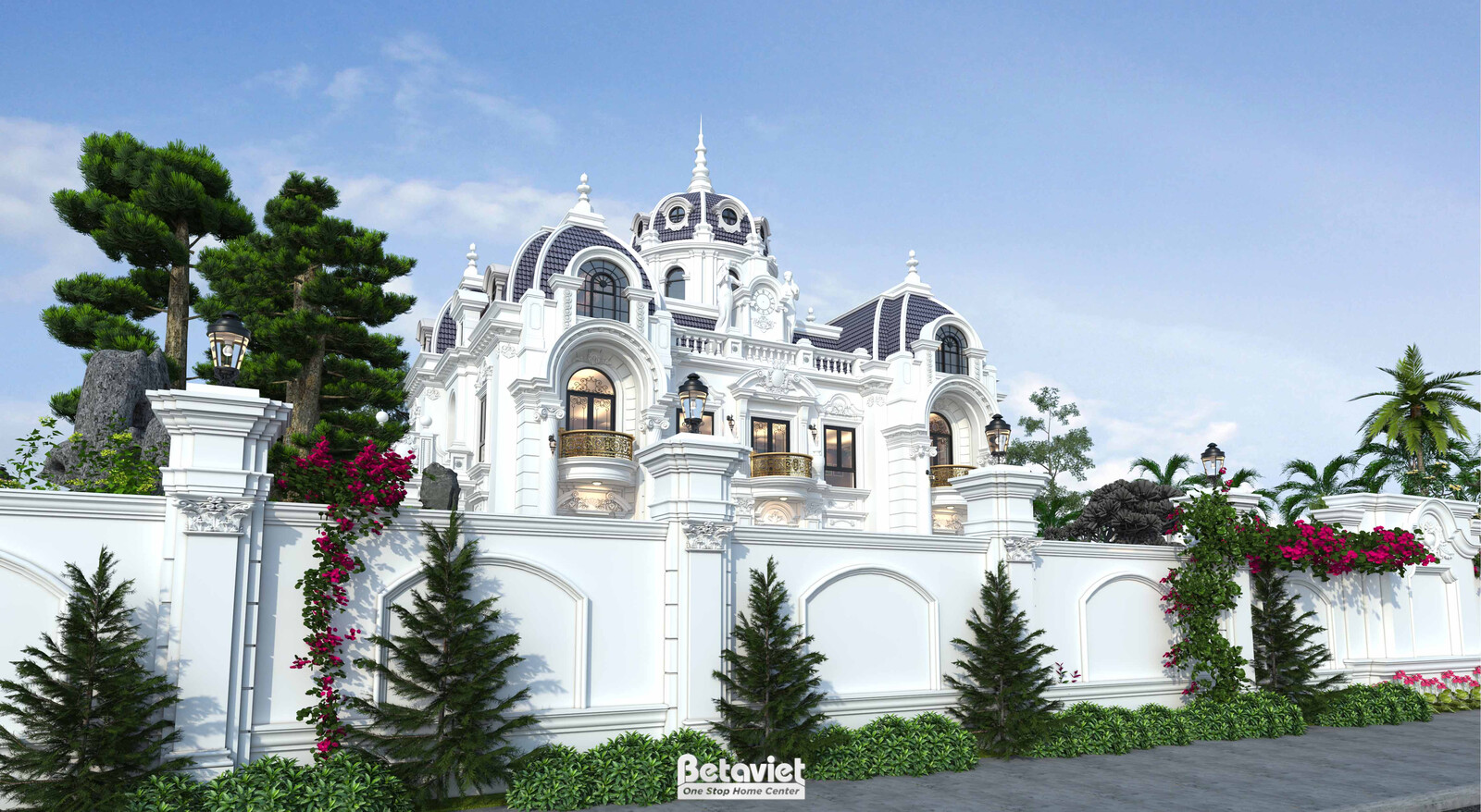 Lâu đài 3 tầng cổ điển KT24822 – cổng và hàng rào