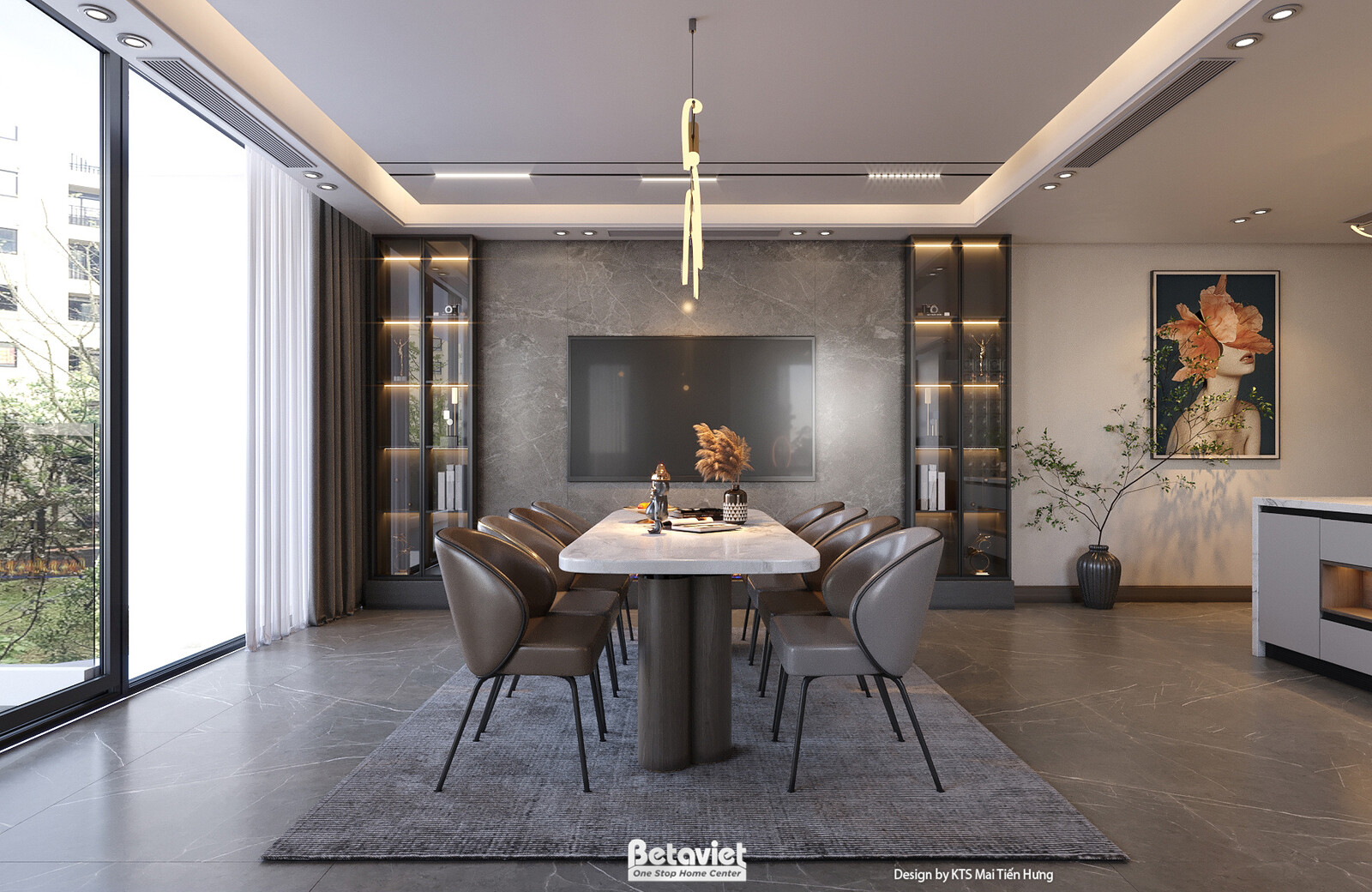 Nội thất phòng ăn biệt thự hiện đại KT24608 – góc nhìn tổng thể