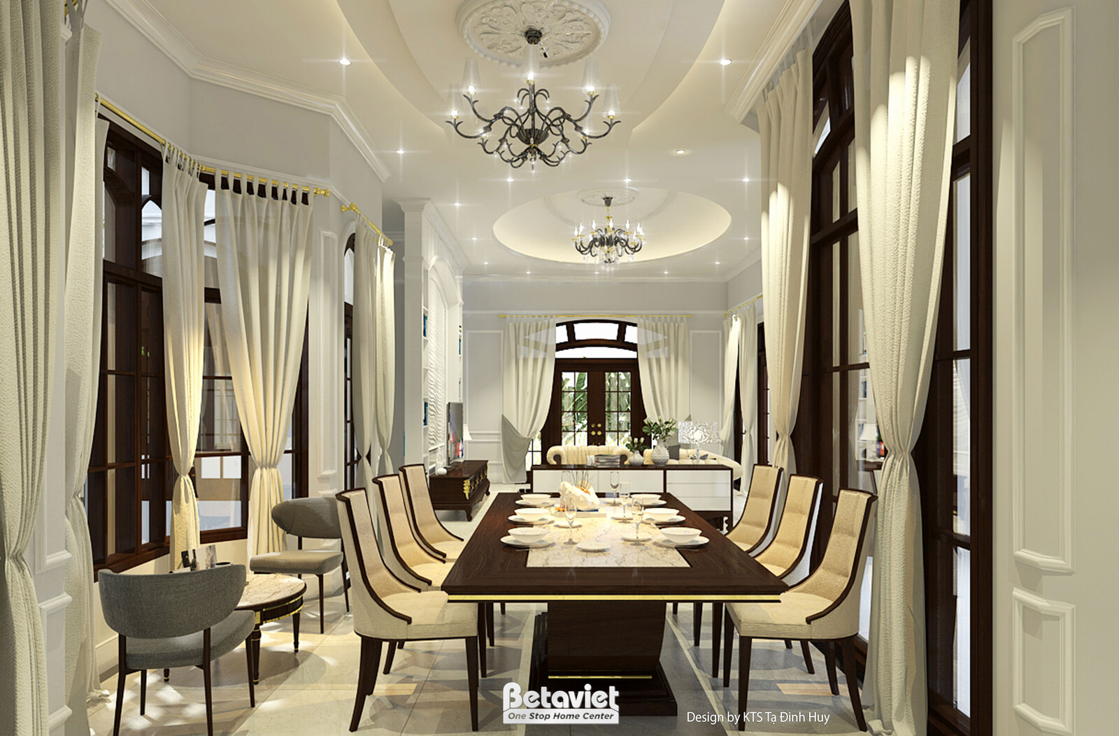 Nội thất phòng ăn biệt thự tân cổ điển NT24552 – góc nhìn 2