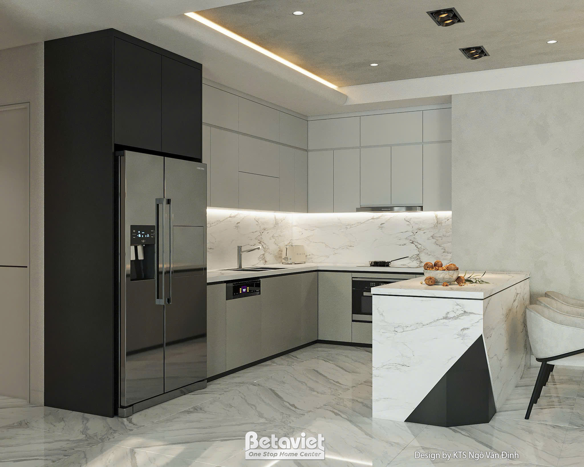 Mẫu nội thất phòng bếp căn hộ hiện đại luxury NT24567