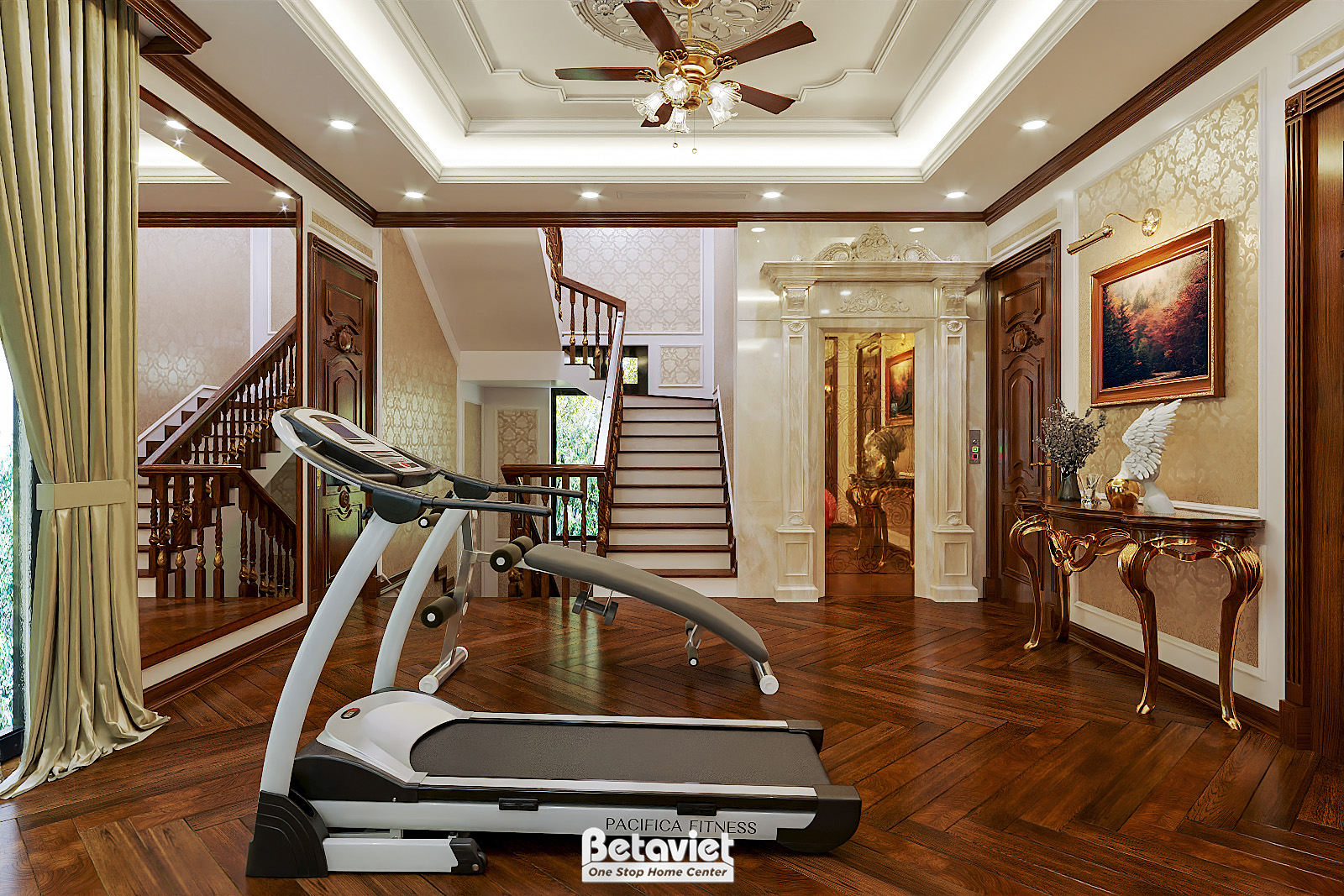 Mẫu nội thất phòng gym tân cổ điển biệt thự NT4104274