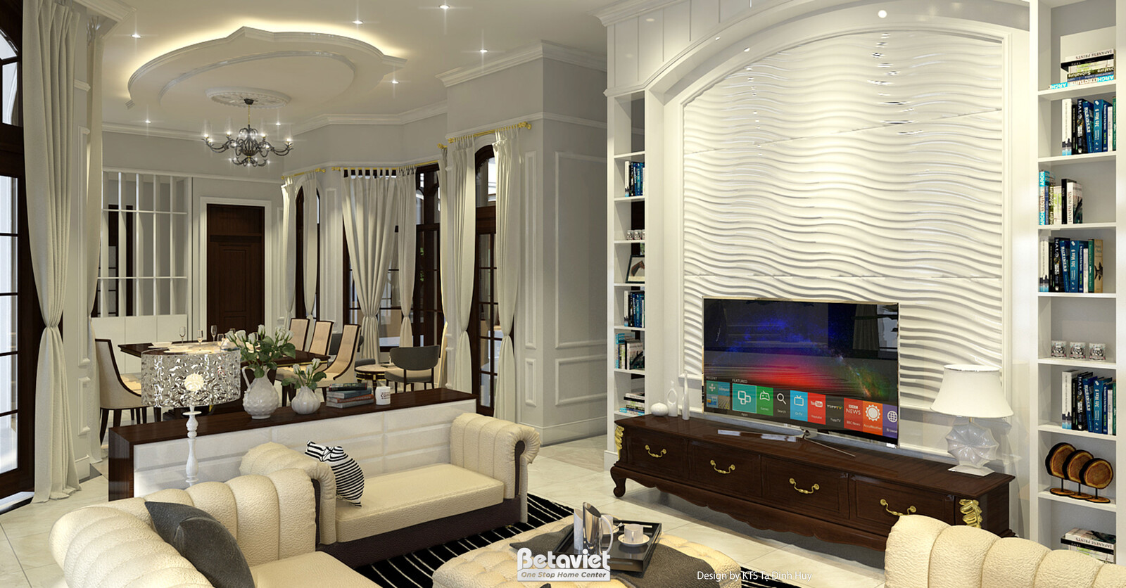Nội thất phòng khách biệt thự tân cổ điển NT24552 – góc nhìn 2