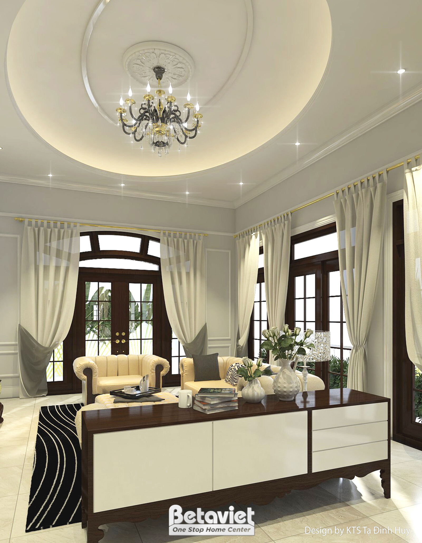 Nội thất phòng làm việc - học tập biệt thự tân cổ điển NT24552 – góc nhìn tổng thể