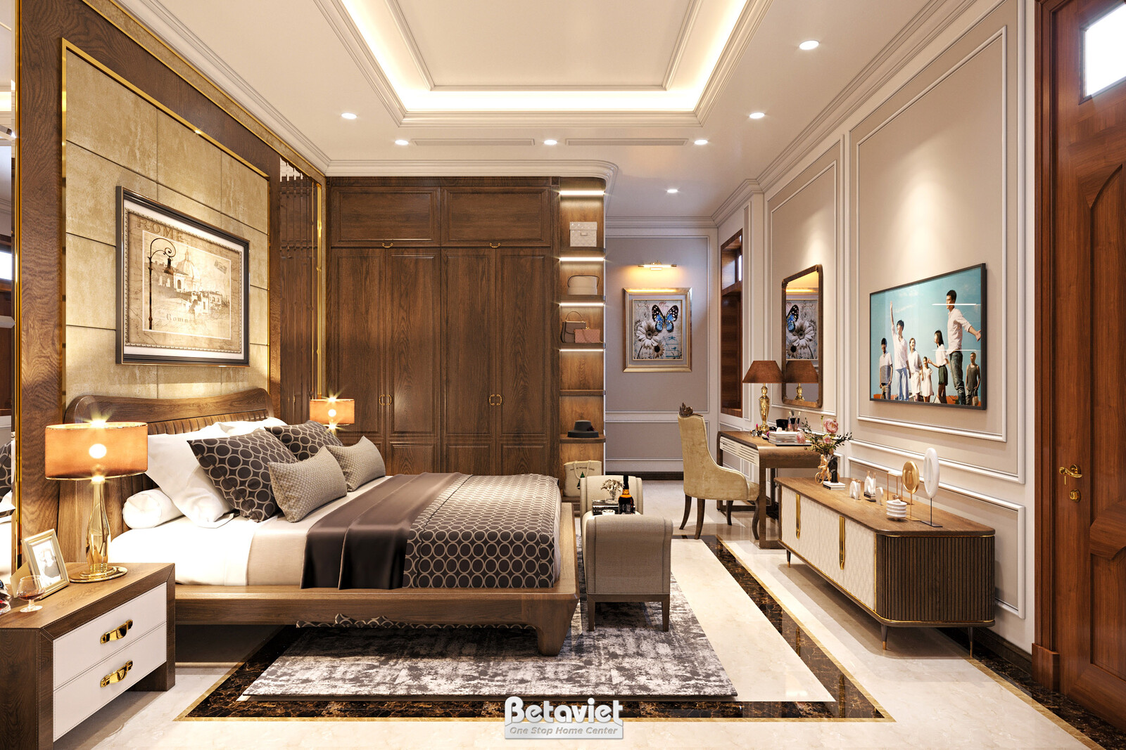 Nội thất phòng ngủ biệt thự Art Deco NT21163 – góc nhìn 6