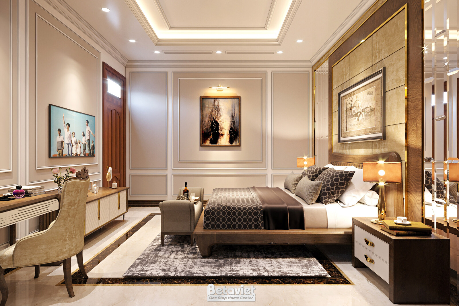 Nội thất phòng ngủ biệt thự Art Deco NT21163 – góc nhìn 7