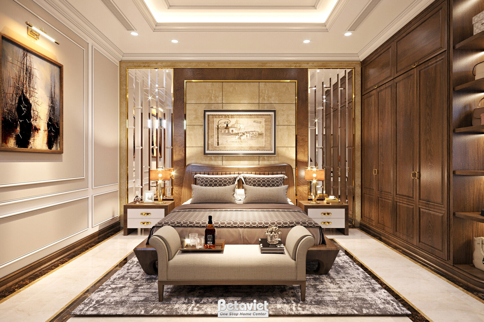 Nội thất phòng ngủ biệt thự Art Deco NT21163 – góc nhìn 8