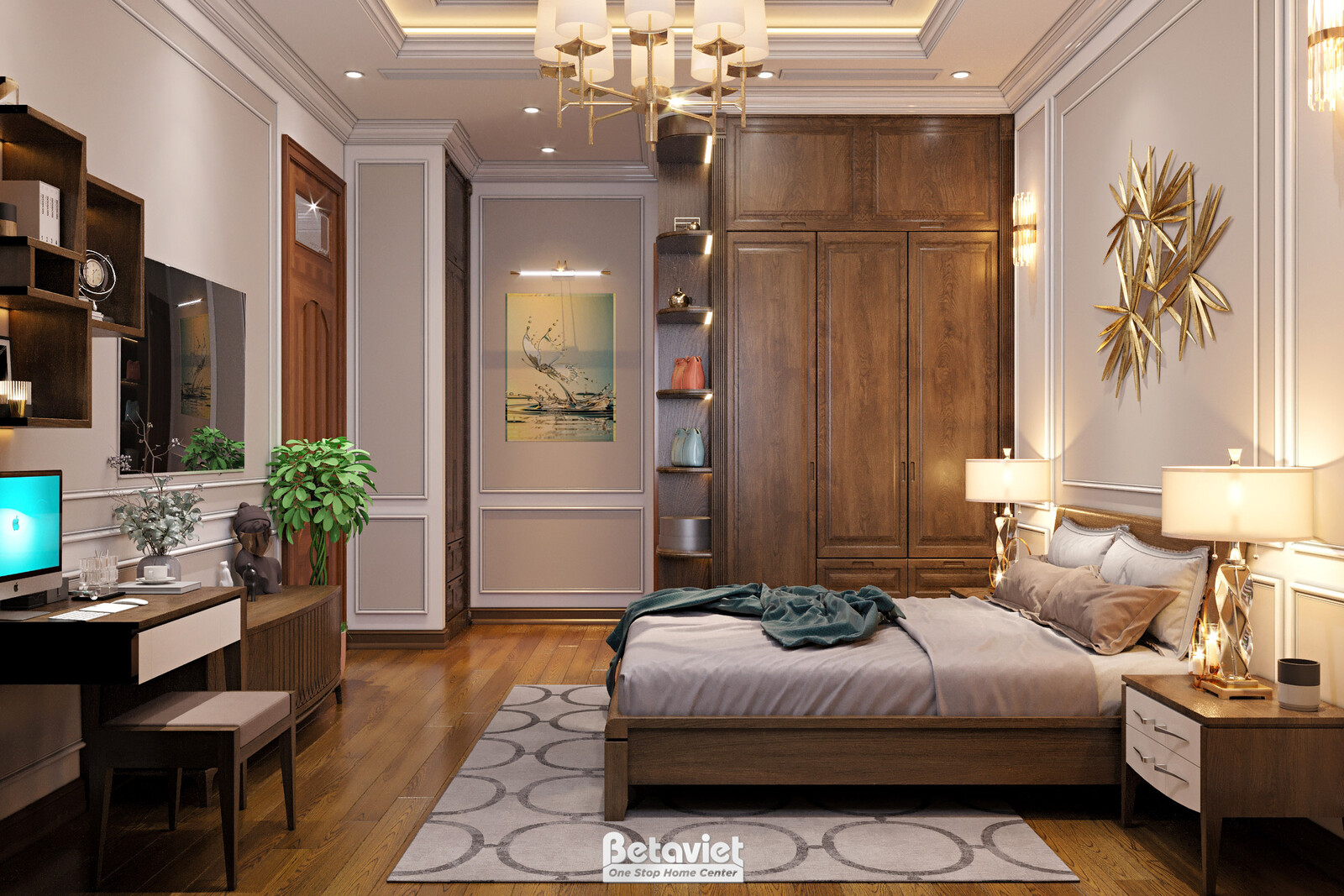Nội thất phòng ngủ biệt thự Art Deco NT21163 – góc nhìn 3
