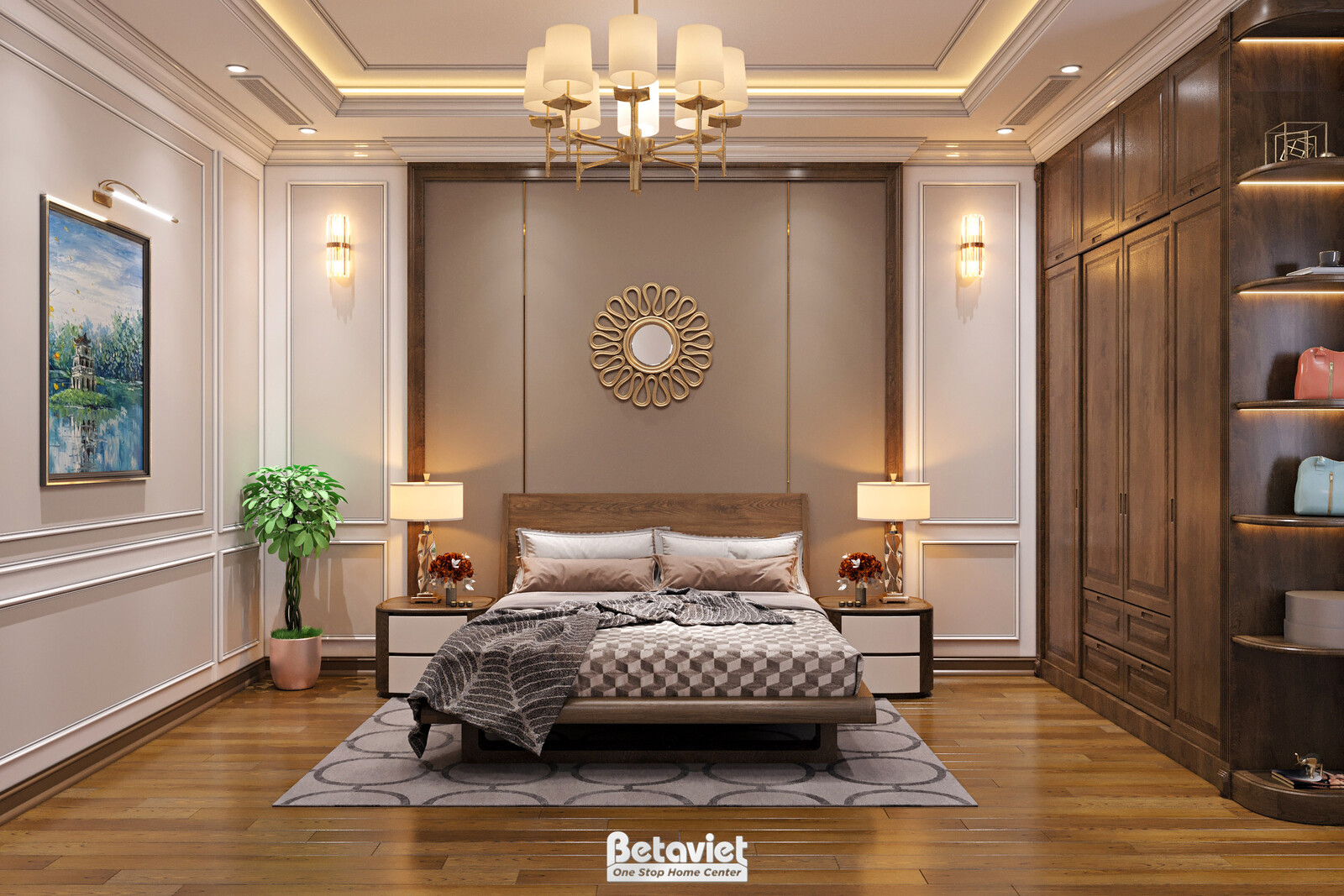 Nội thất phòng ngủ biệt thự Art Deco NT21163 – góc nhìn 4