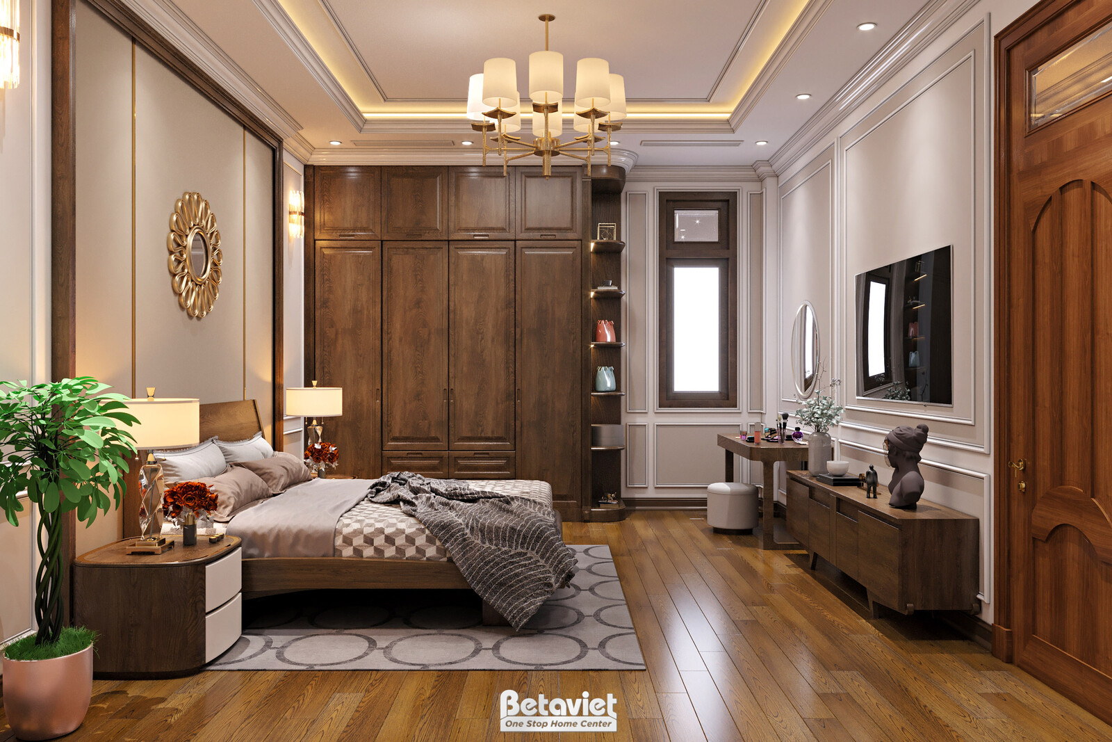 Nội thất phòng ngủ biệt thự Art Deco NT21163 – góc nhìn 5