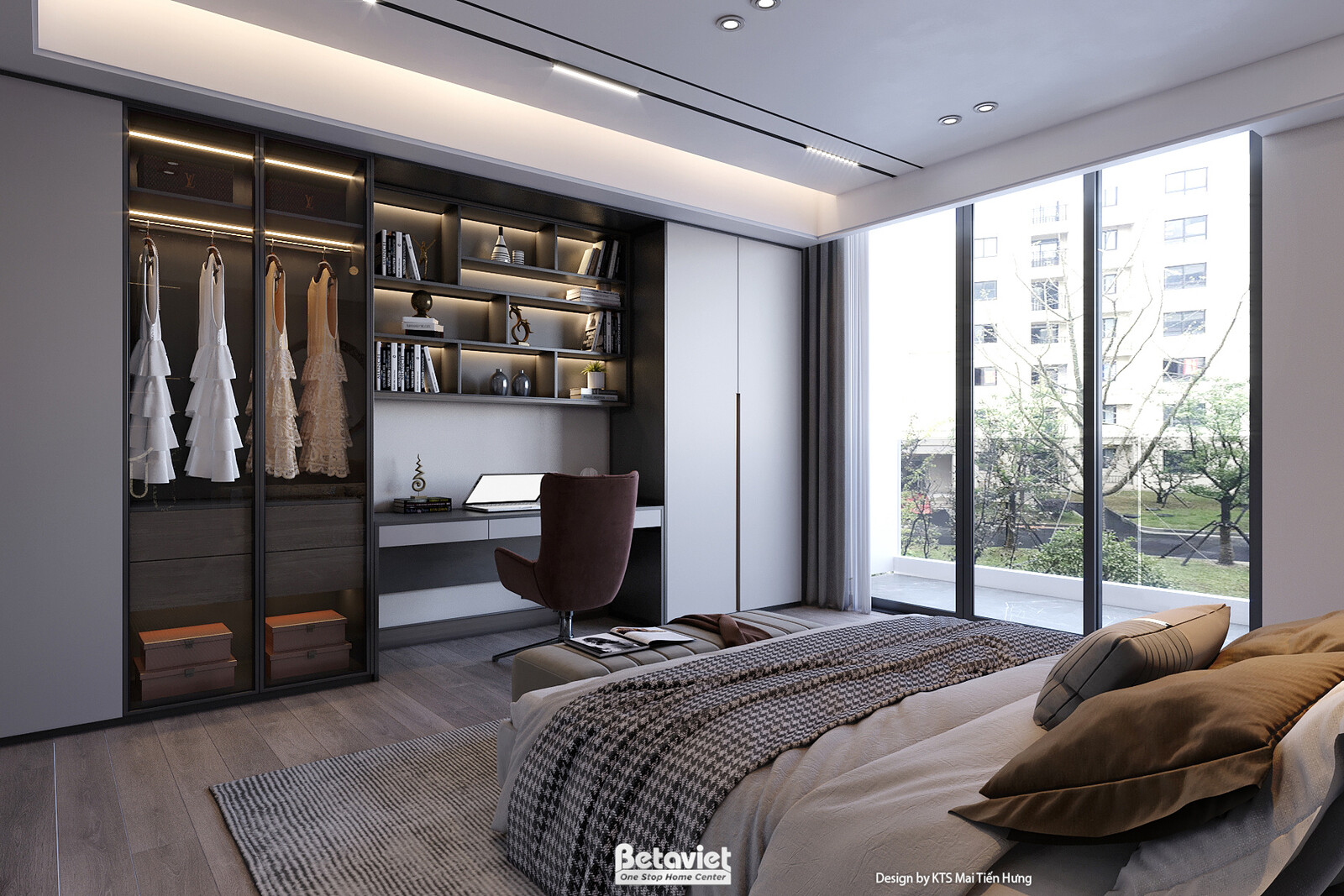 Nội thất phòng ngủ biệt thự hiện đại KT24608 – góc nhìn 6