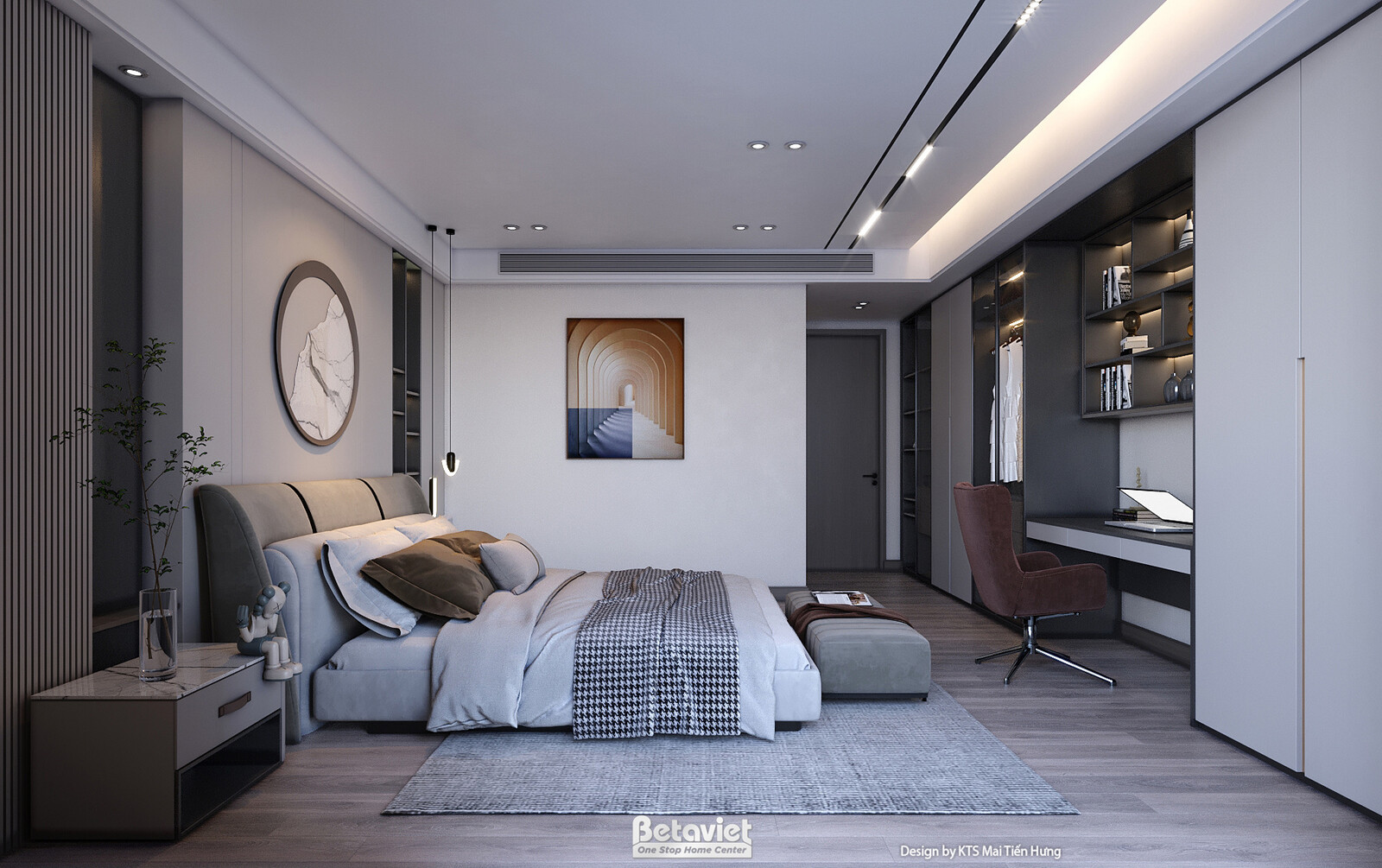 Nội thất phòng ngủ biệt thự hiện đại KT24608 – góc nhìn 2