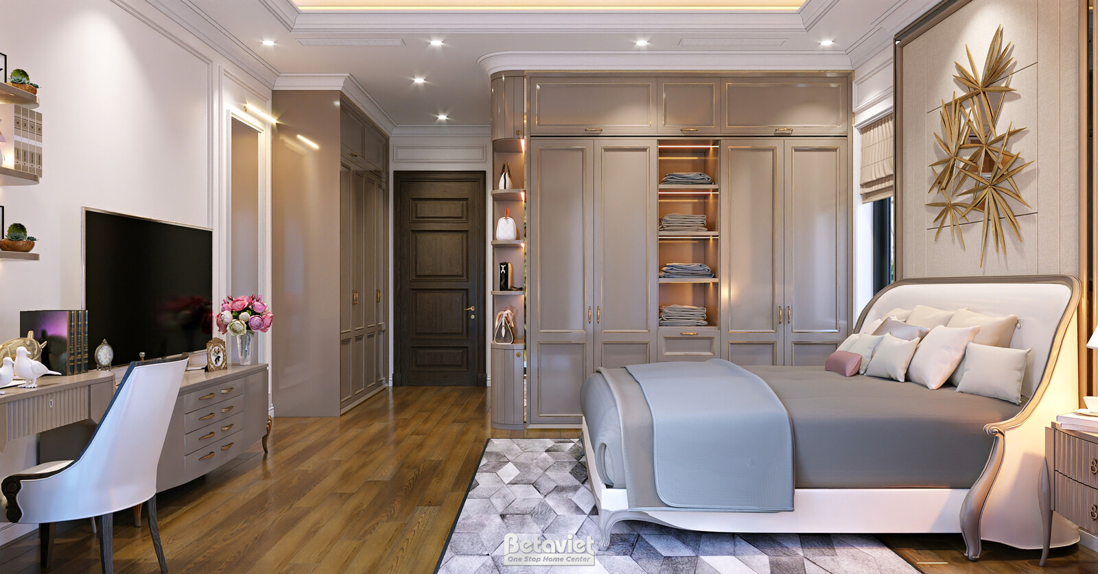 Nội thất phòng ngủ biệt thự tân cổ điển KT5509052 – góc nhìn 10
