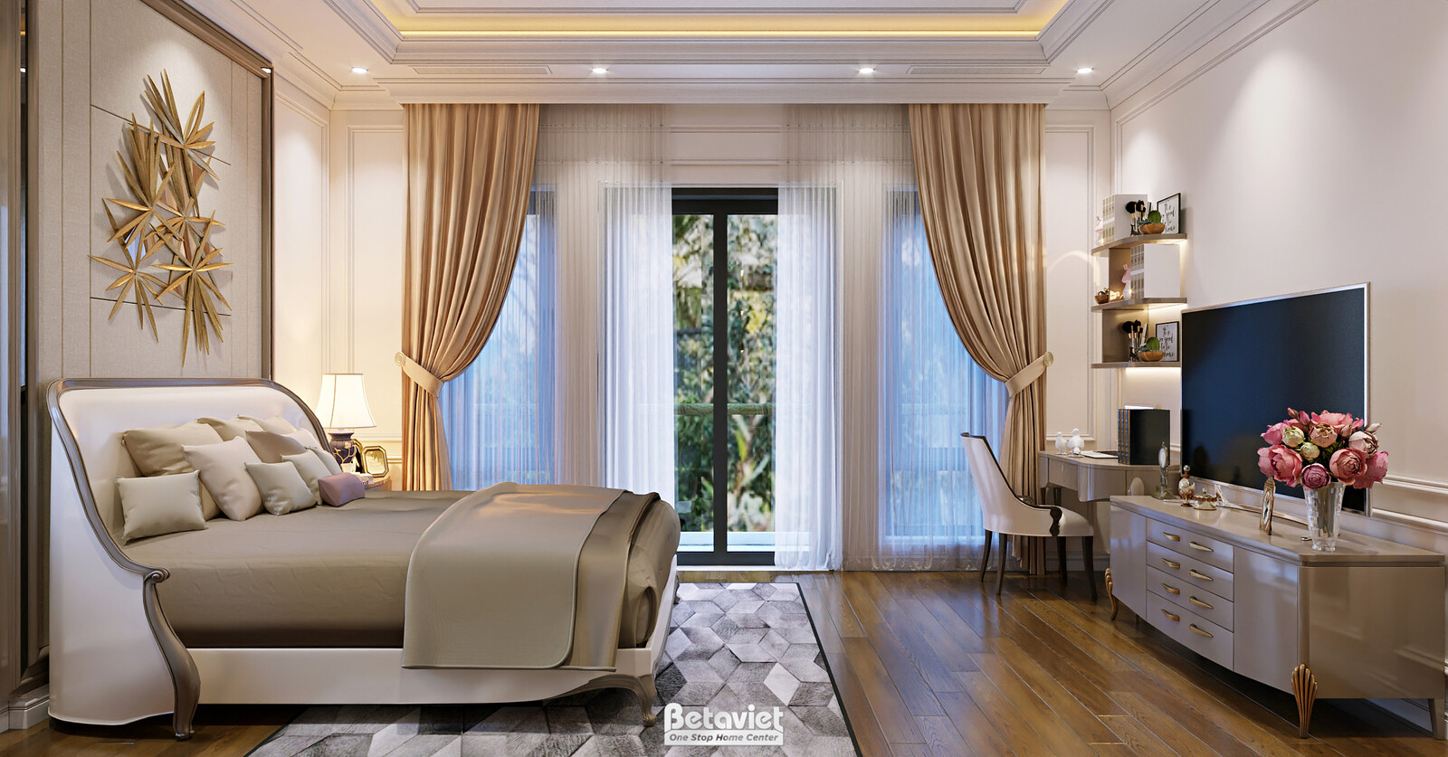 Nội thất phòng ngủ biệt thự tân cổ điển KT5509052 – góc nhìn 9