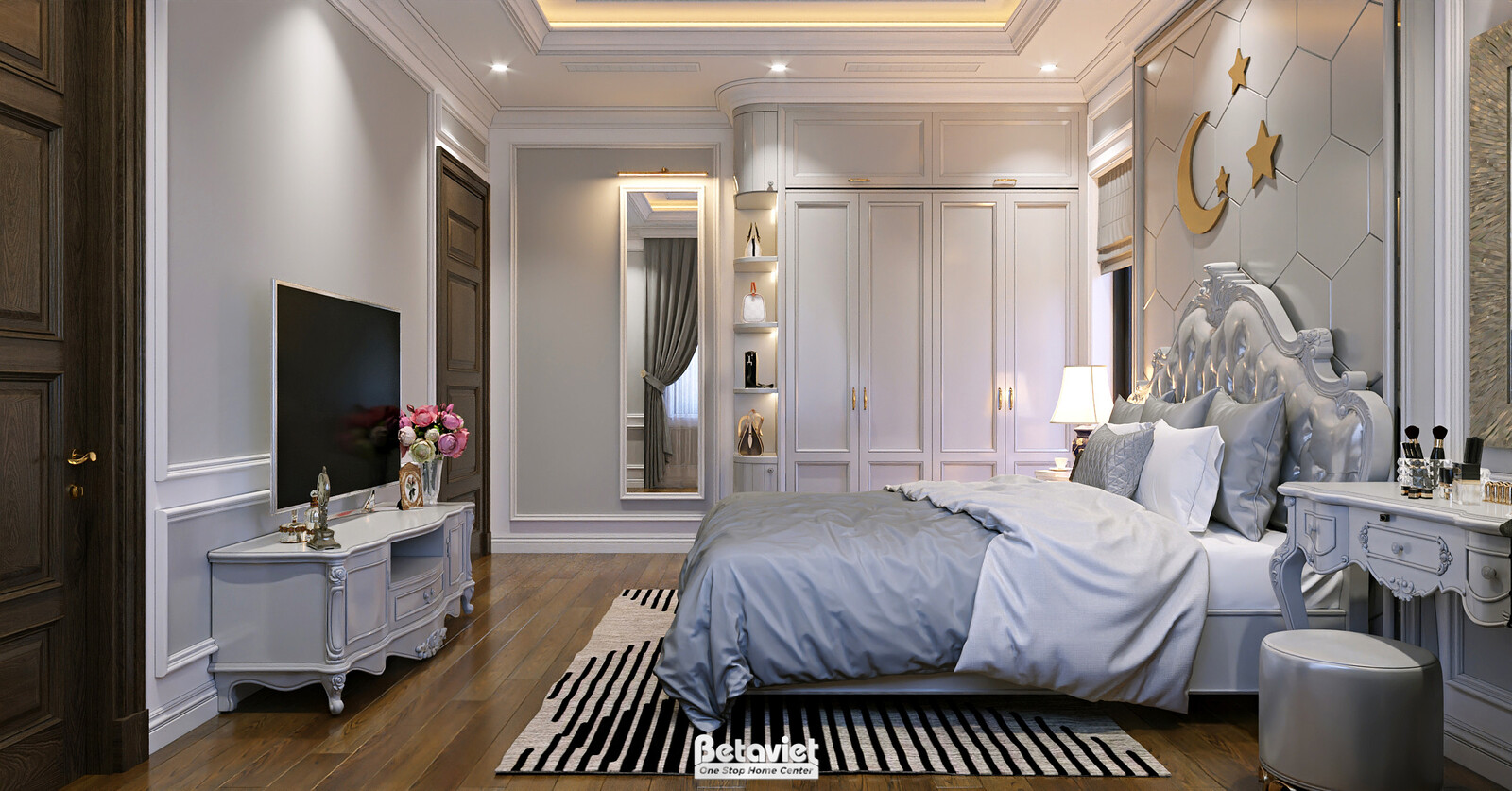Nội thất phòng ngủ biệt thự tân cổ điển KT5509052 – góc nhìn 8