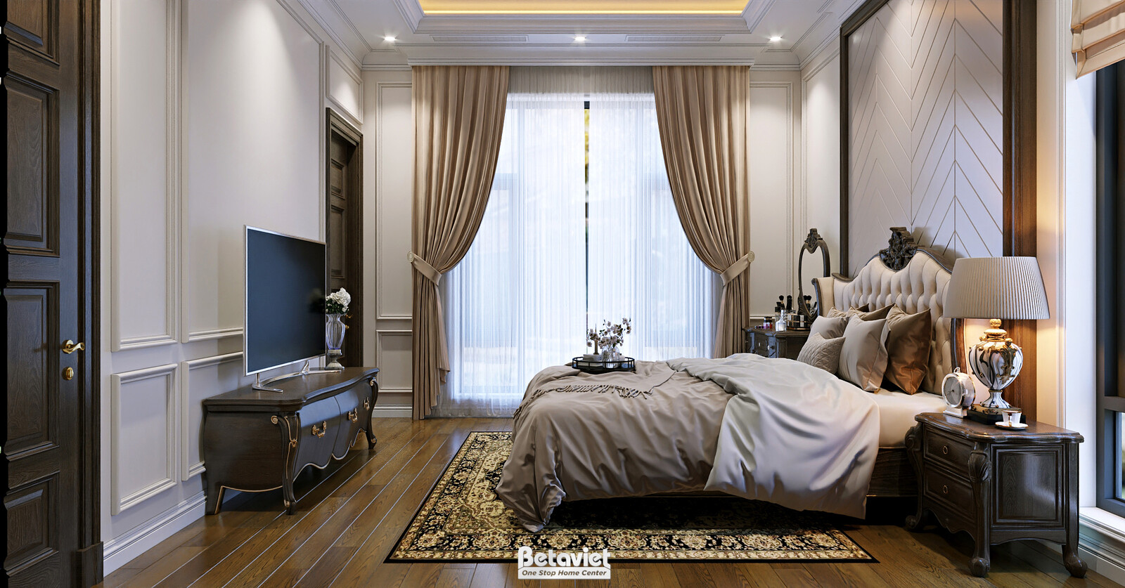 Nội thất phòng ngủ biệt thự tân cổ điển KT5509052 – góc nhìn 4
