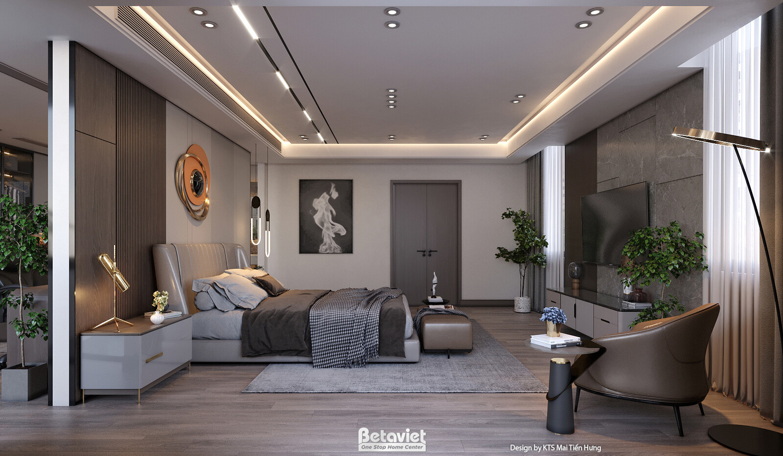Nội thất phòng ngủ biệt thự hiện đại KT24608 – góc nhìn 4