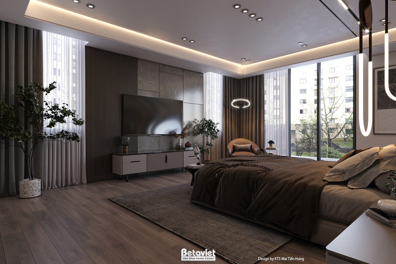 Nội thất phòng ngủ biệt thự hiện đại KT24608 – góc nhìn 3