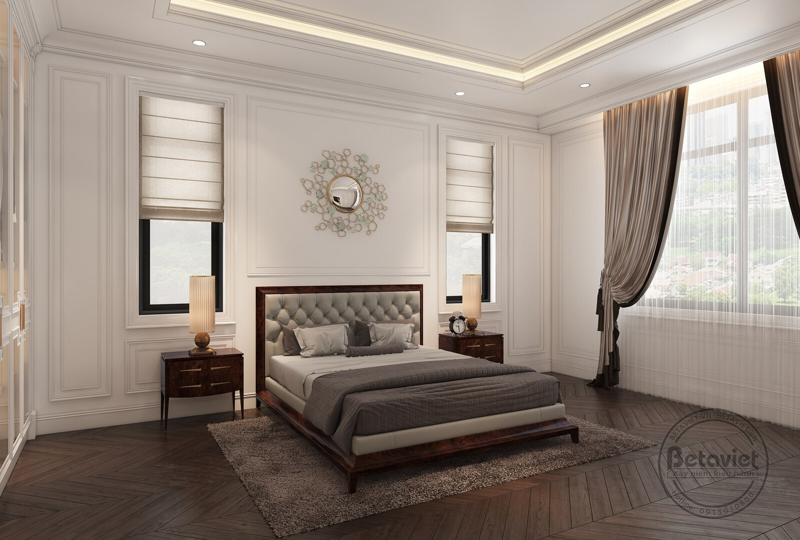 Nội thất phòng ngủ biệt thự tân cổ điển KT18111 – góc nhìn 2