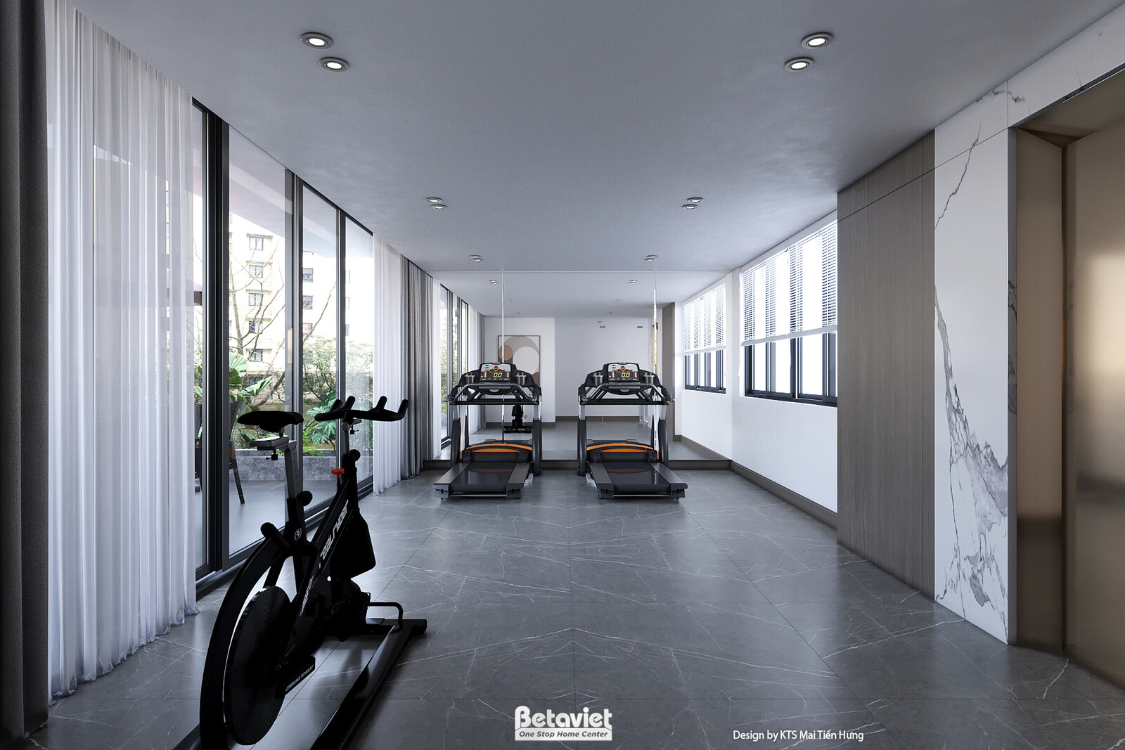 Nội thất phòng tập gym biệt thự hiện đại KT24608 – góc nhìn 3