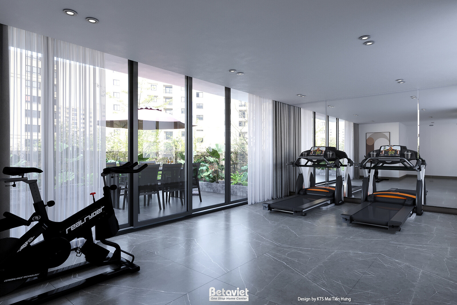 Nội thất phòng tập gym biệt thự hiện đại KT24608 – góc nhìn 2