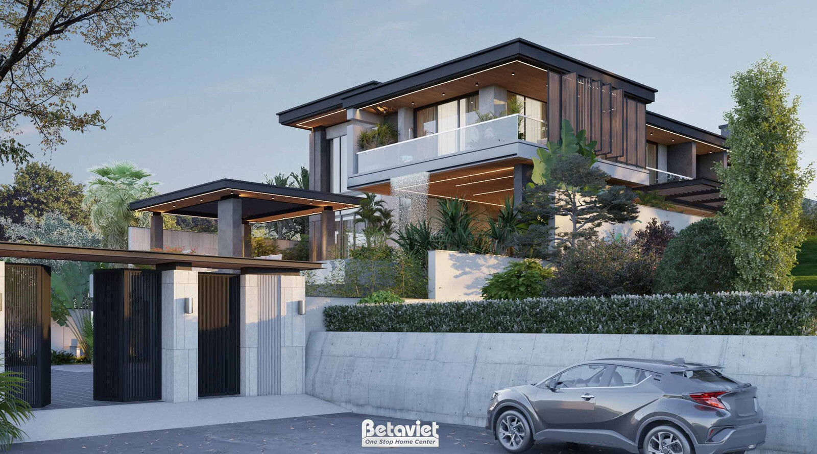 Biệt thự 3 tầng hiện đại luxury KT2008356 – cổng và hàng rào