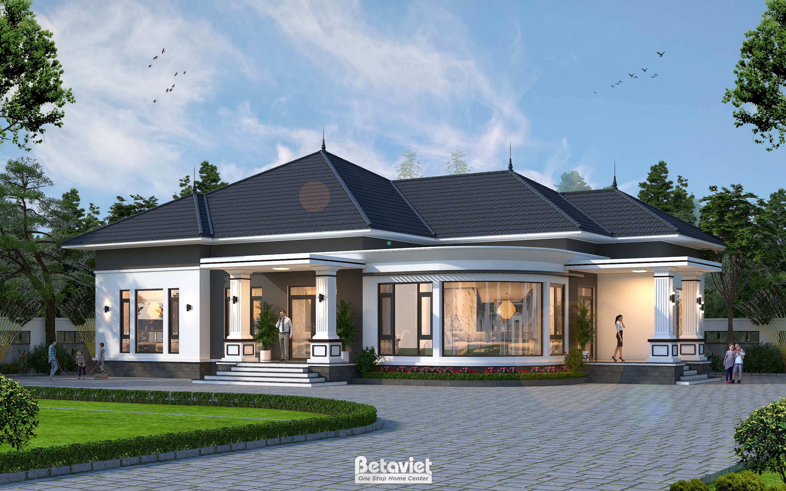 Mẫu thiết kế biệt thự nhà vườn kiểu Nhật 1 tầng tại Bình Phước KT2008098