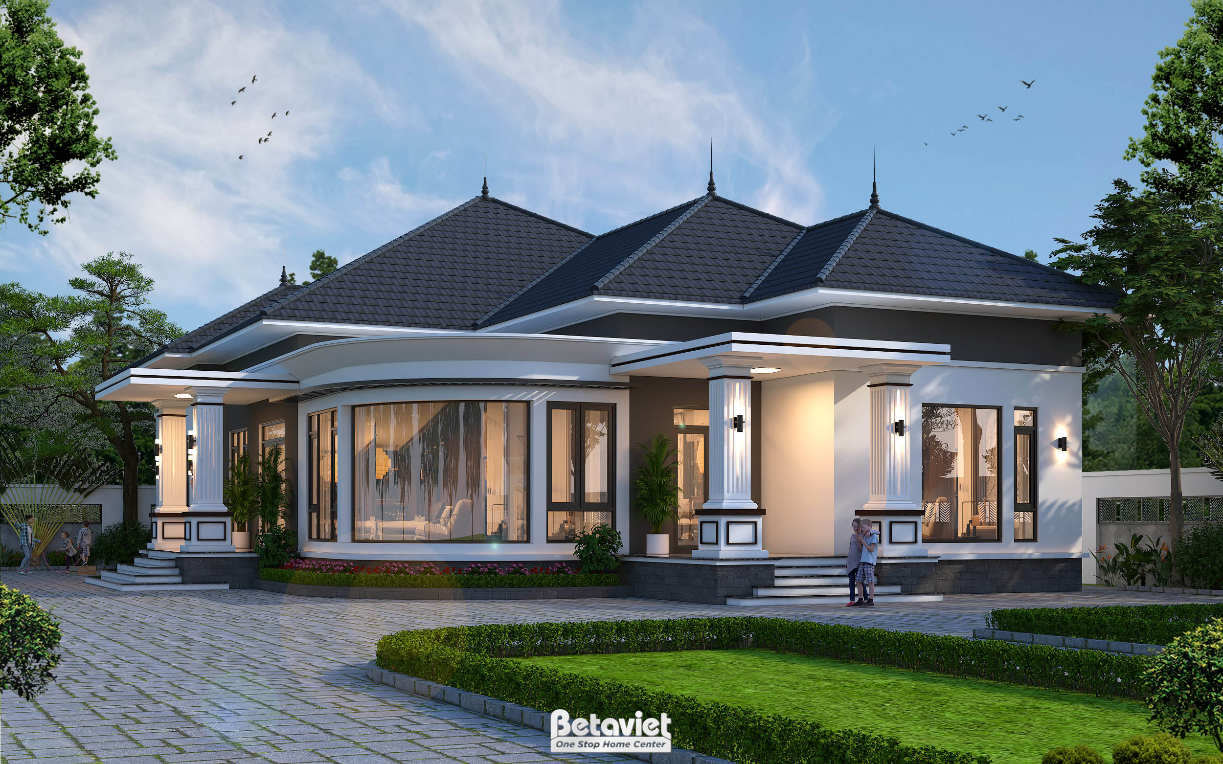 Mẫu thiết kế biệt thự kiểu Nhật 1 tầng tại Bình Phước KT2008098