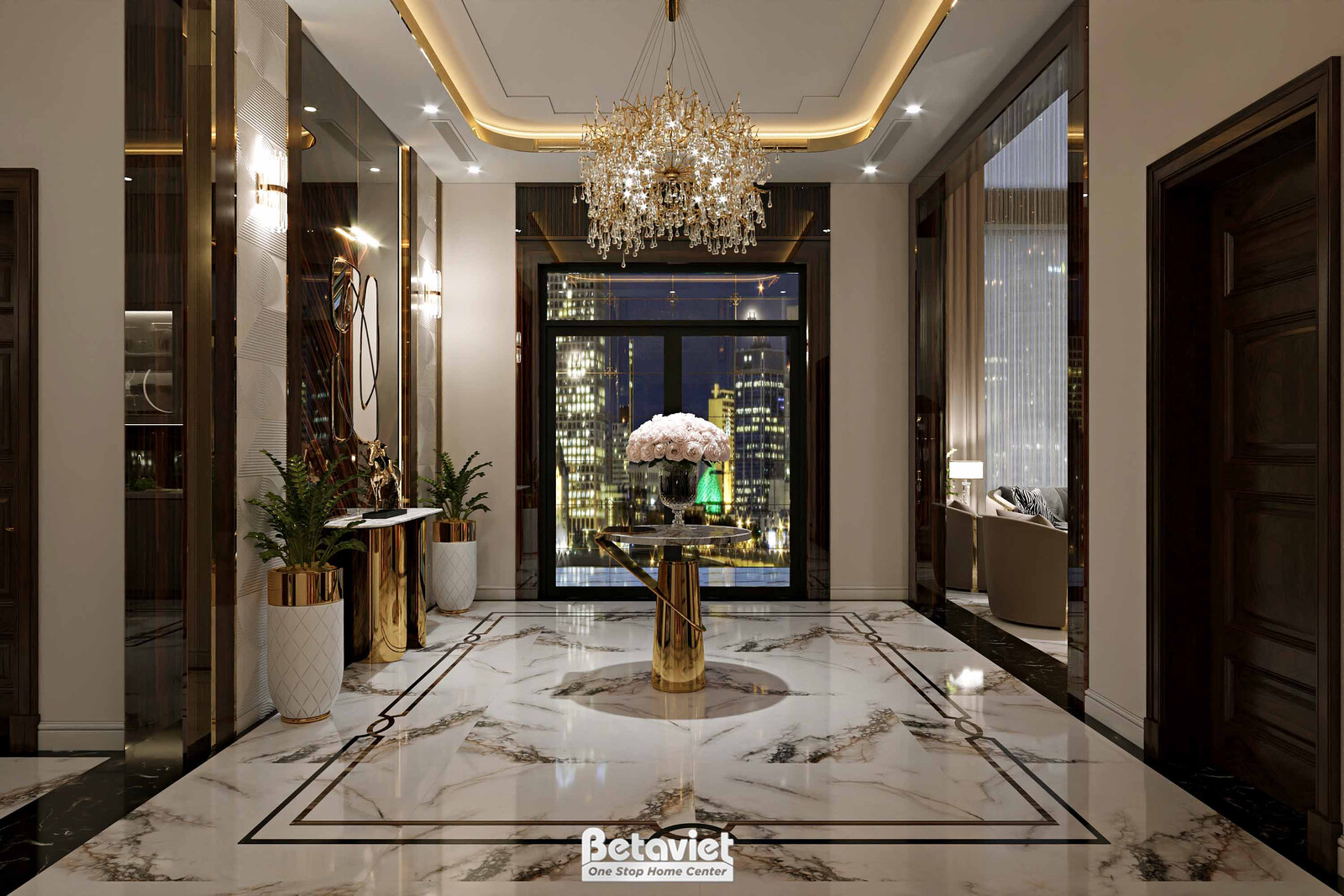 Nội thất đại sảnh biệt thự hiện đại luxury KT24010 – góc nhìn 5