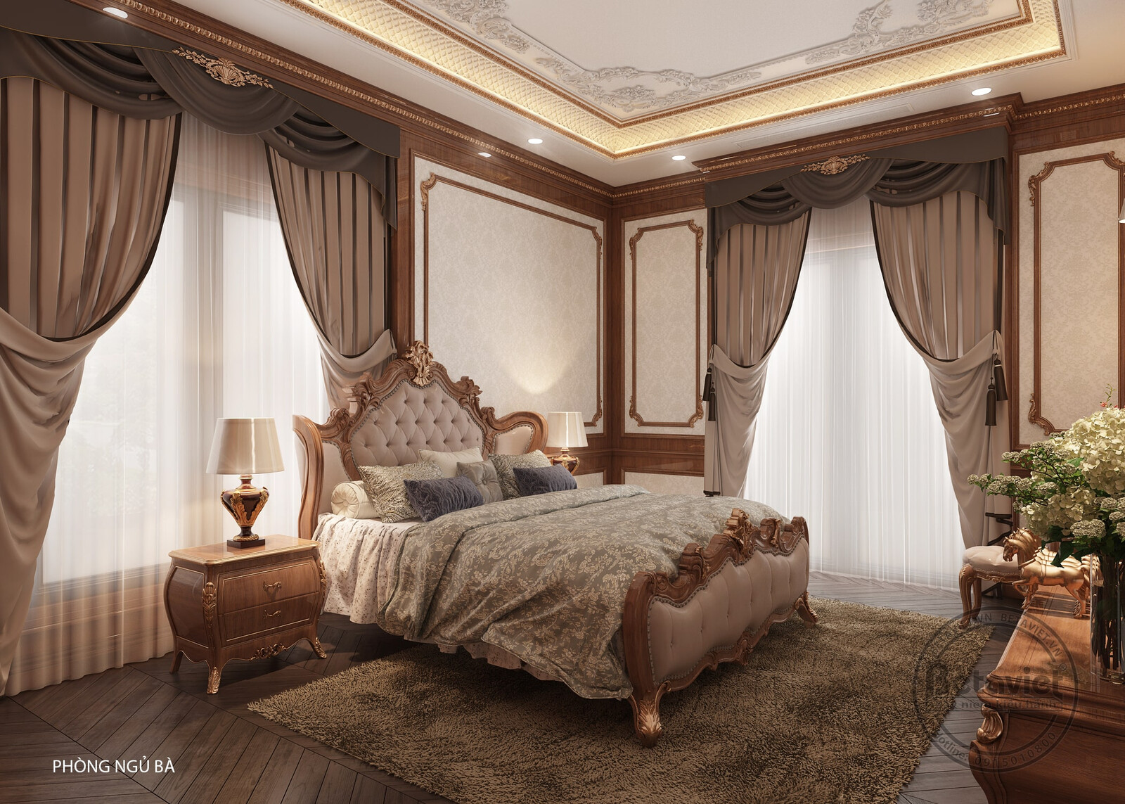 Nội thất phòng ngủ biệt thự cổ điển KT23134 – góc nhìn 3