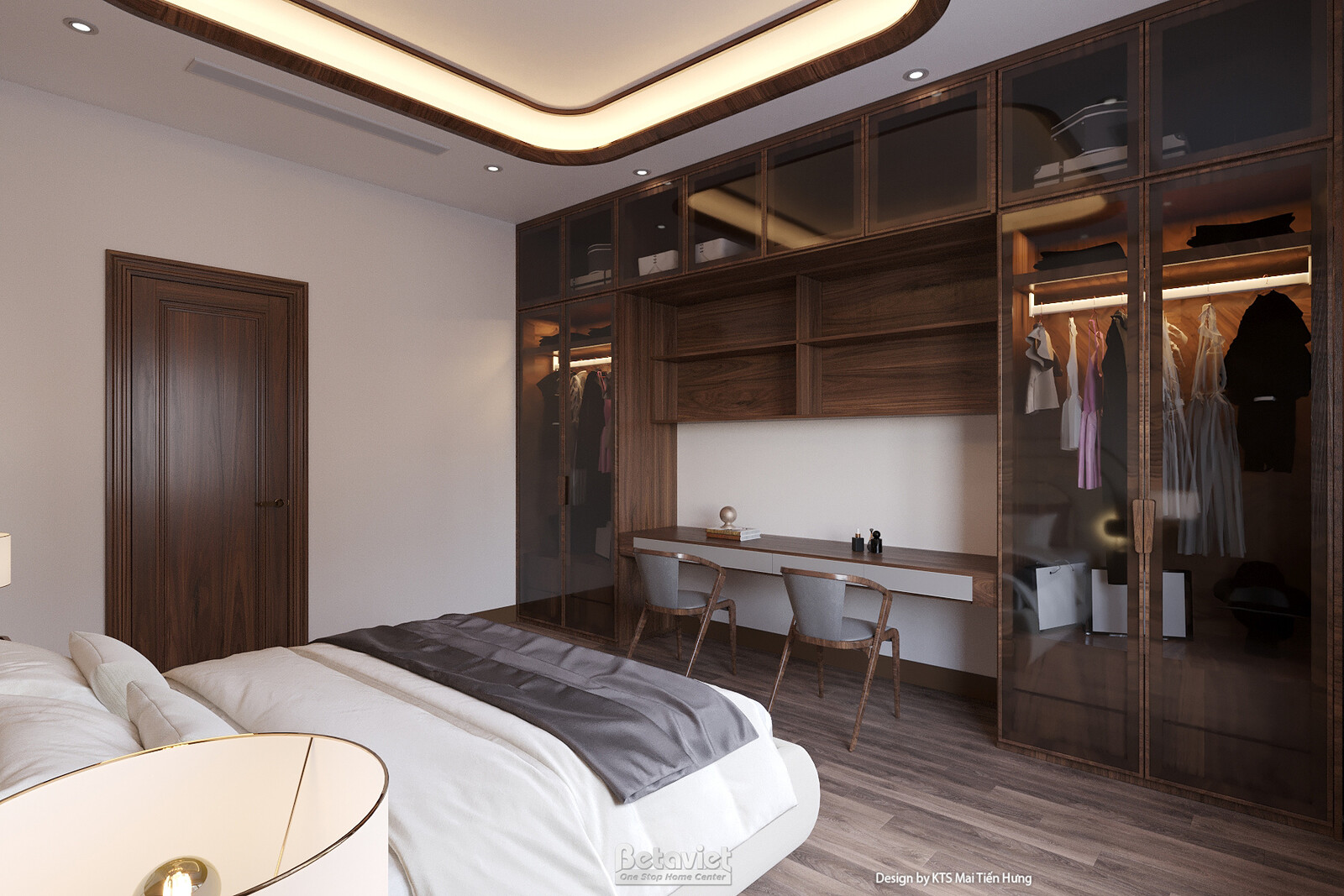 Nội thất phòng ngủ biệt thự hiện đại gỗ NT24555 – góc nhìn 2