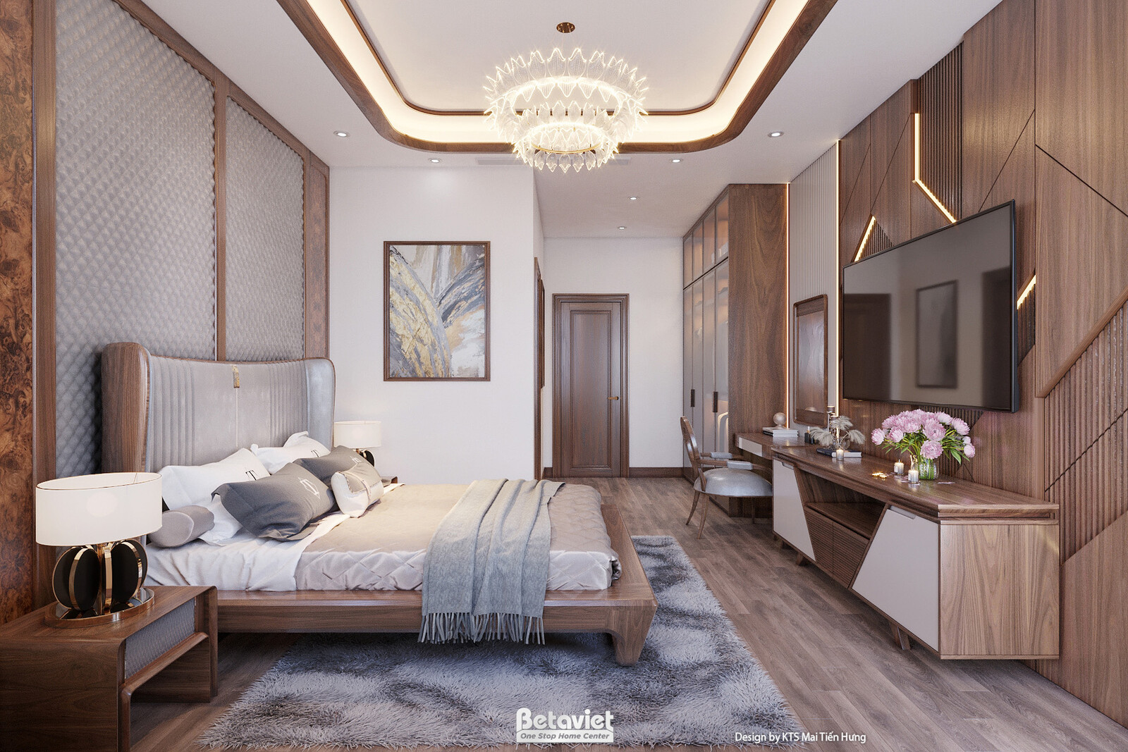 Nội thất phòng ngủ biệt thự hiện đại gỗ NT24555 – góc nhìn 4