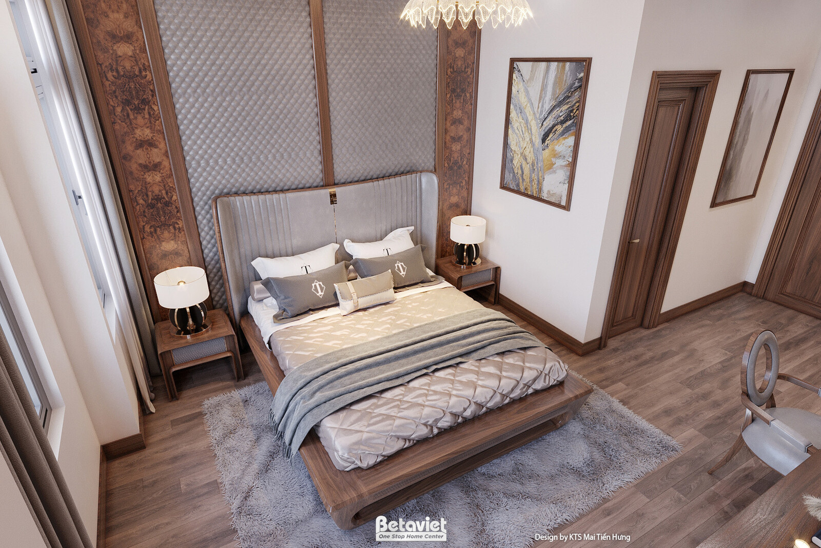 Nội thất phòng ngủ biệt thự hiện đại gỗ NT24555 – góc nhìn 2