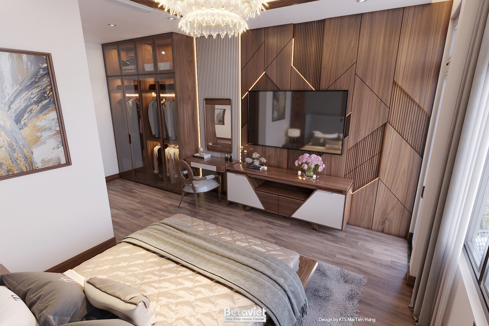 Nội thất phòng ngủ biệt thự hiện đại gỗ NT24555 – góc nhìn 8